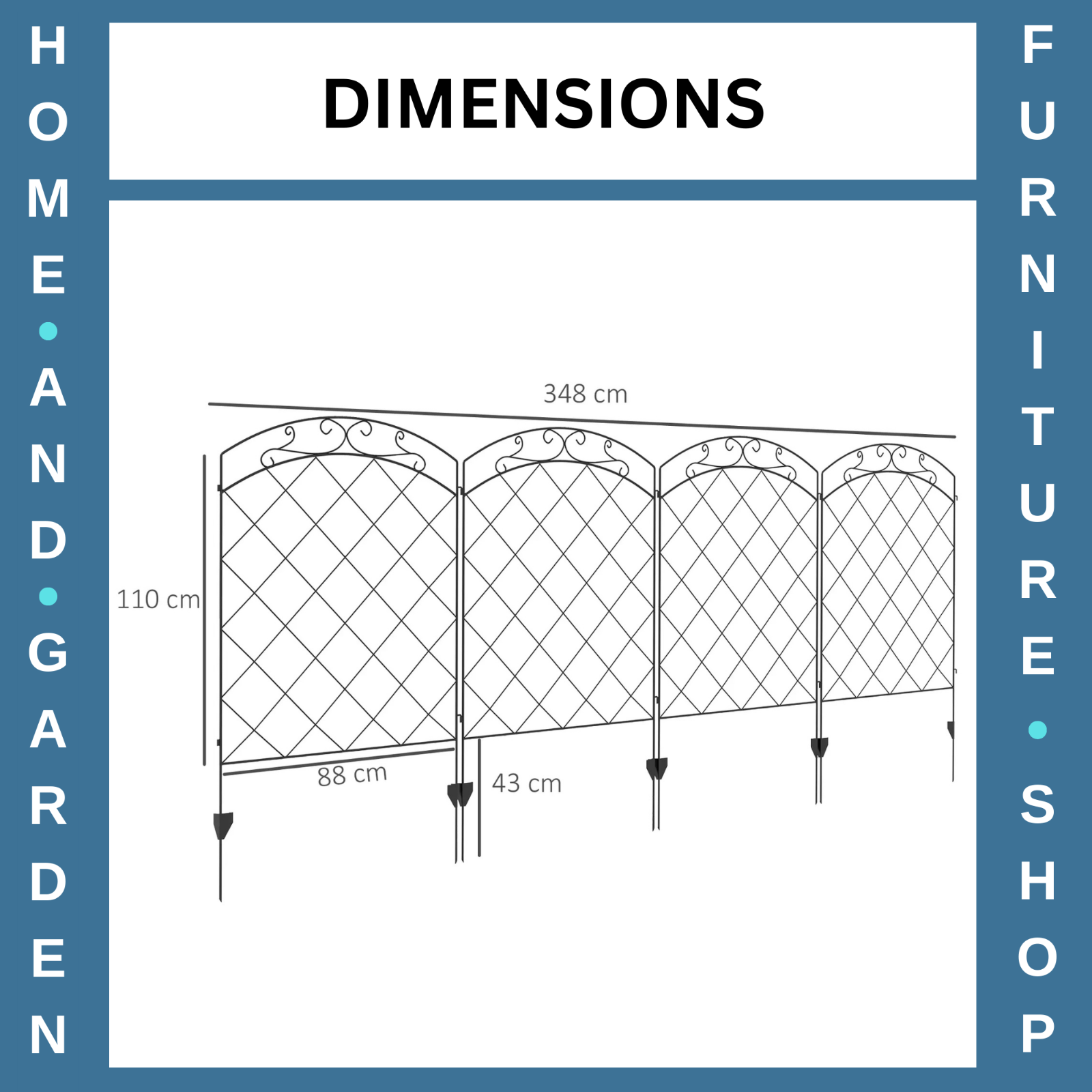 Set of 4 Decorative Steel Garden Fence Panels Metal Picket Border Edging Fencing - Home and Garden Furniture Shop - rustic - furniture