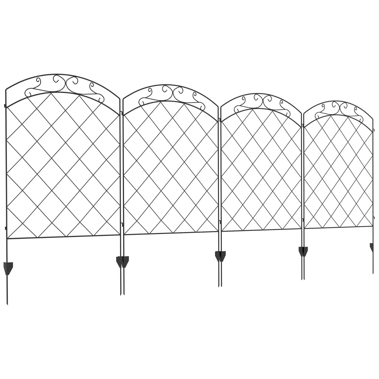 Set of 4 Decorative Steel Garden Fence Panels Metal Picket Border Edging Fencing - Home and Garden Furniture Shop - rustic - furniture