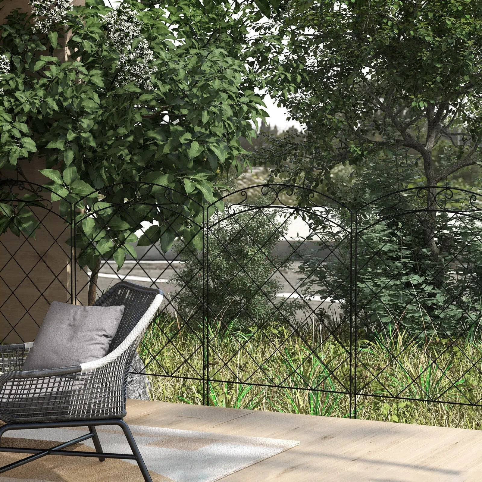 Set of 4 Decorative Steel Garden Fence Panels Metal Picket Border Edging Fencing - Home and Garden Furniture Shop - rustic - furniture