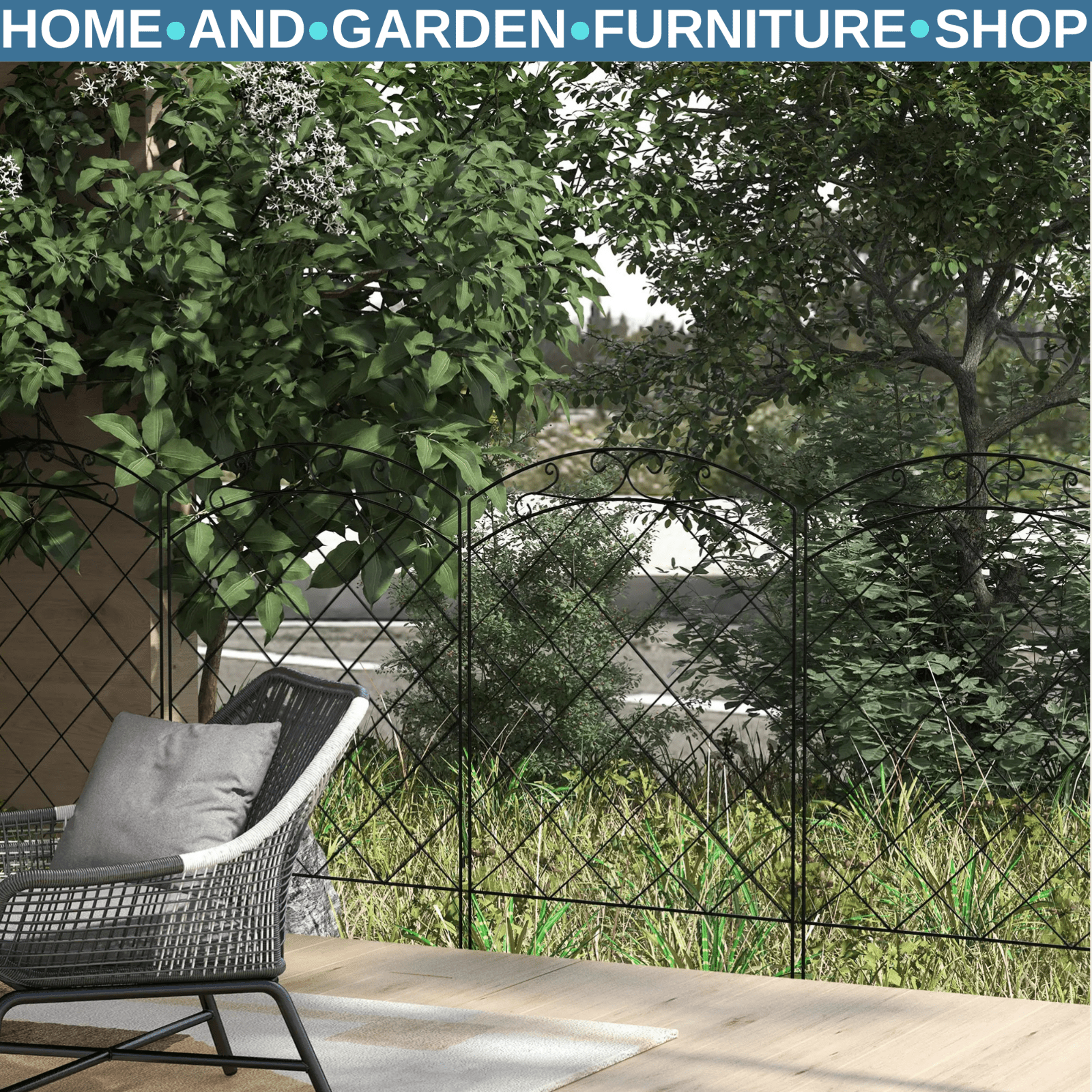 Set of 4 Decorative Steel Garden Fence Panels Metal Picket Border Edging Fencing - Home and Garden Furniture Shop - rustic - furniture