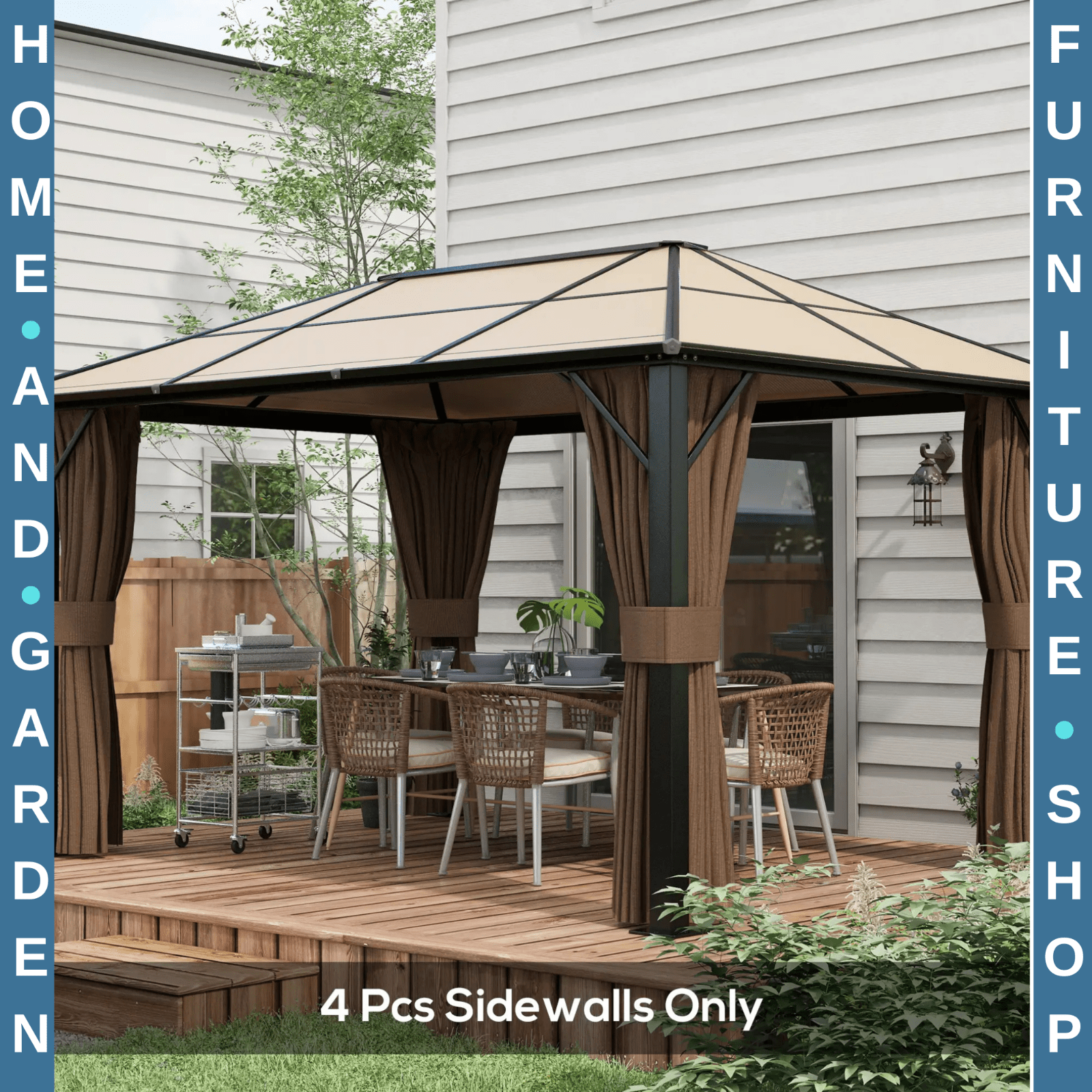 Set of 4 Gazebo Replacement Side Panels for 3 x 4m Canopy Privacy Walls Outdoor - Home and Garden Furniture Shop - rustic - furniture