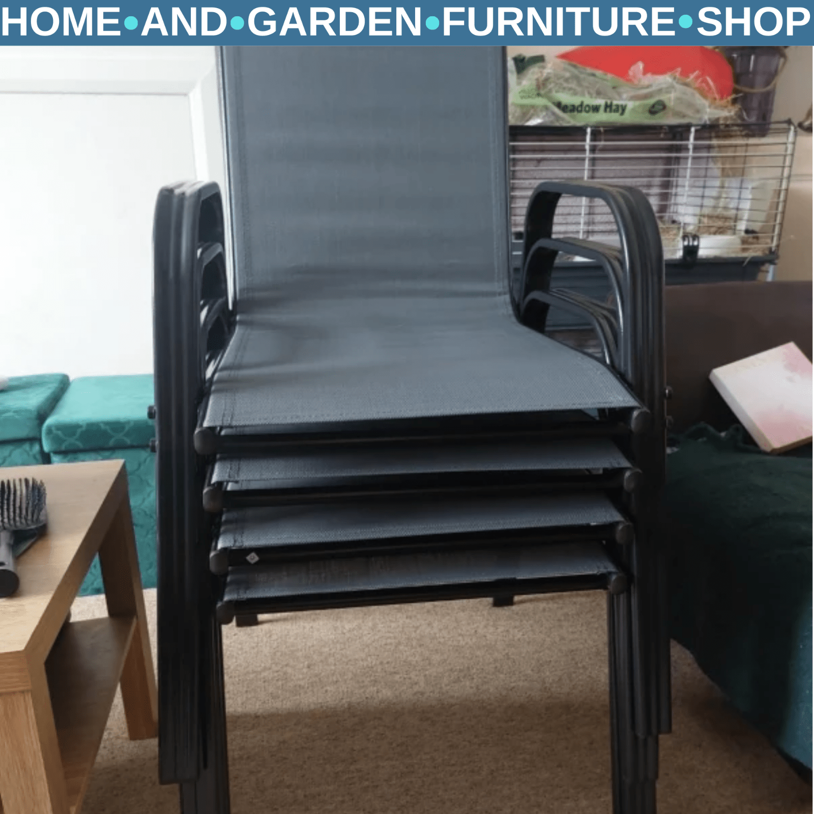 Set of 4 Stackable Garden Dining Chairs with Armrests Outdoor Furniture Seating - Home and Garden Furniture Shop - rustic - furniture