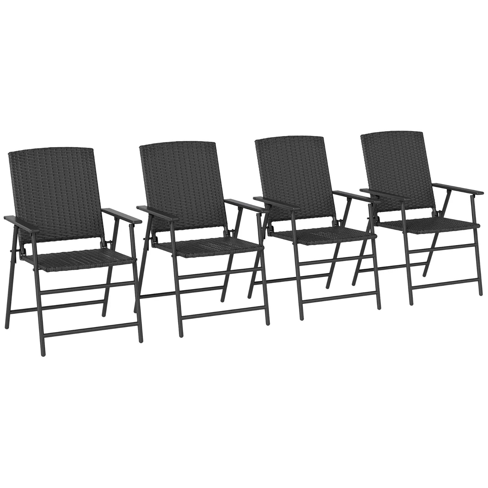 Set of Four Folding Rattan Garden Dining Chairs Patio Outdoor Seating Furniture - Home and Garden Furniture Shop - rustic - furniture