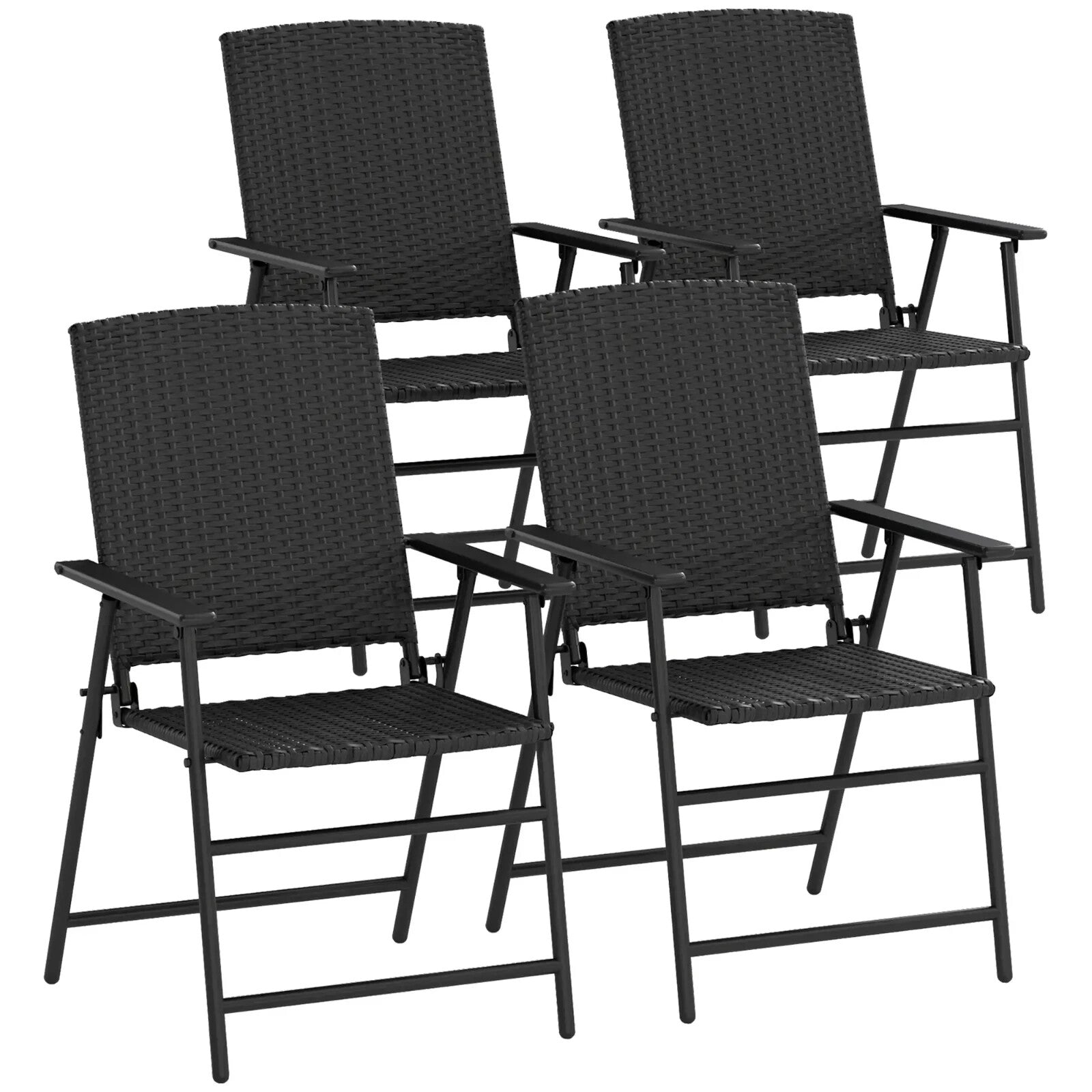 Set of Four Folding Rattan Garden Dining Chairs Patio Outdoor Seating Furniture - Home and Garden Furniture Shop - rustic - furniture