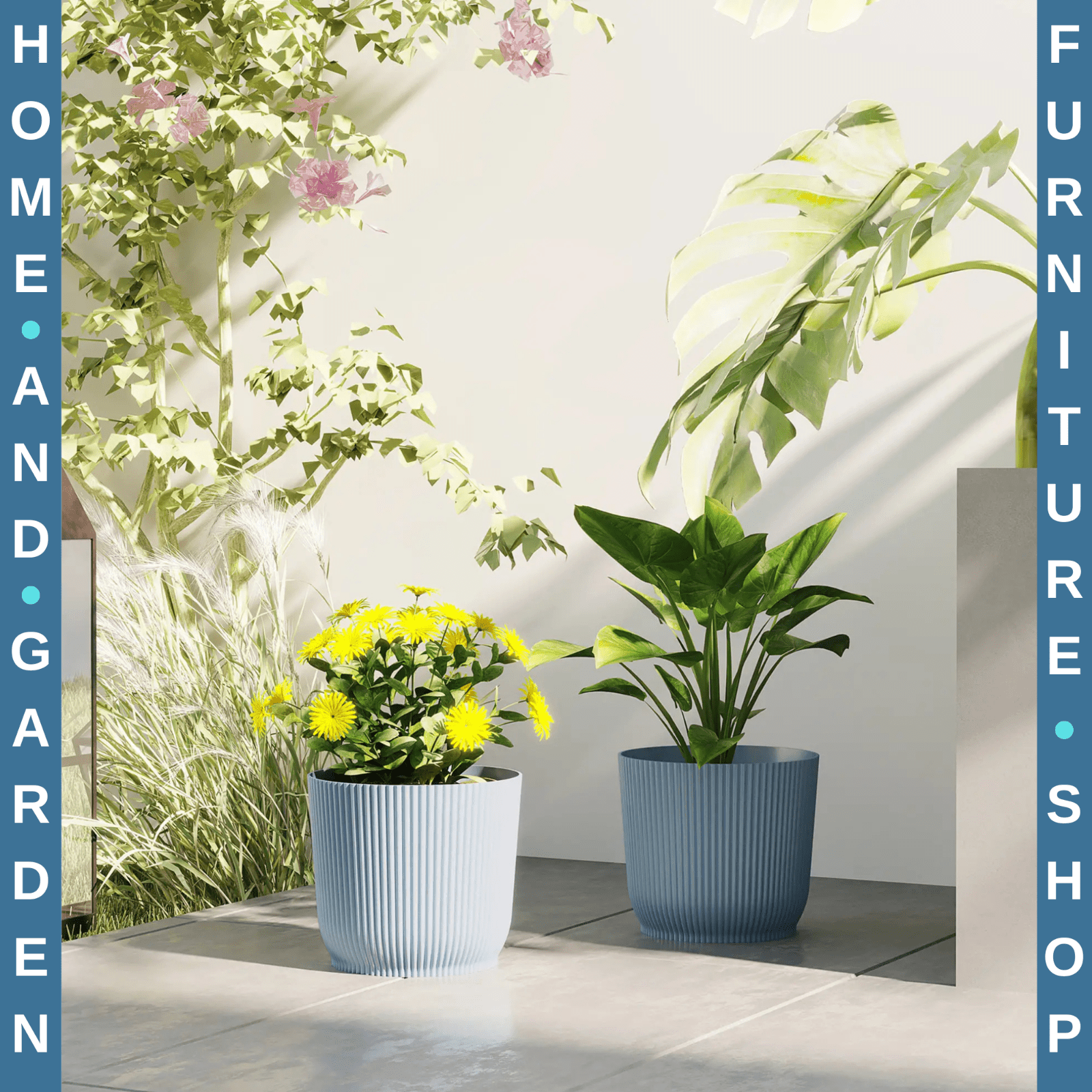 Set of Two 22cm Decorative Garden Planters Indoor Outdoor Plant Flower Pots - Home and Garden Furniture Shop - rustic - furniture