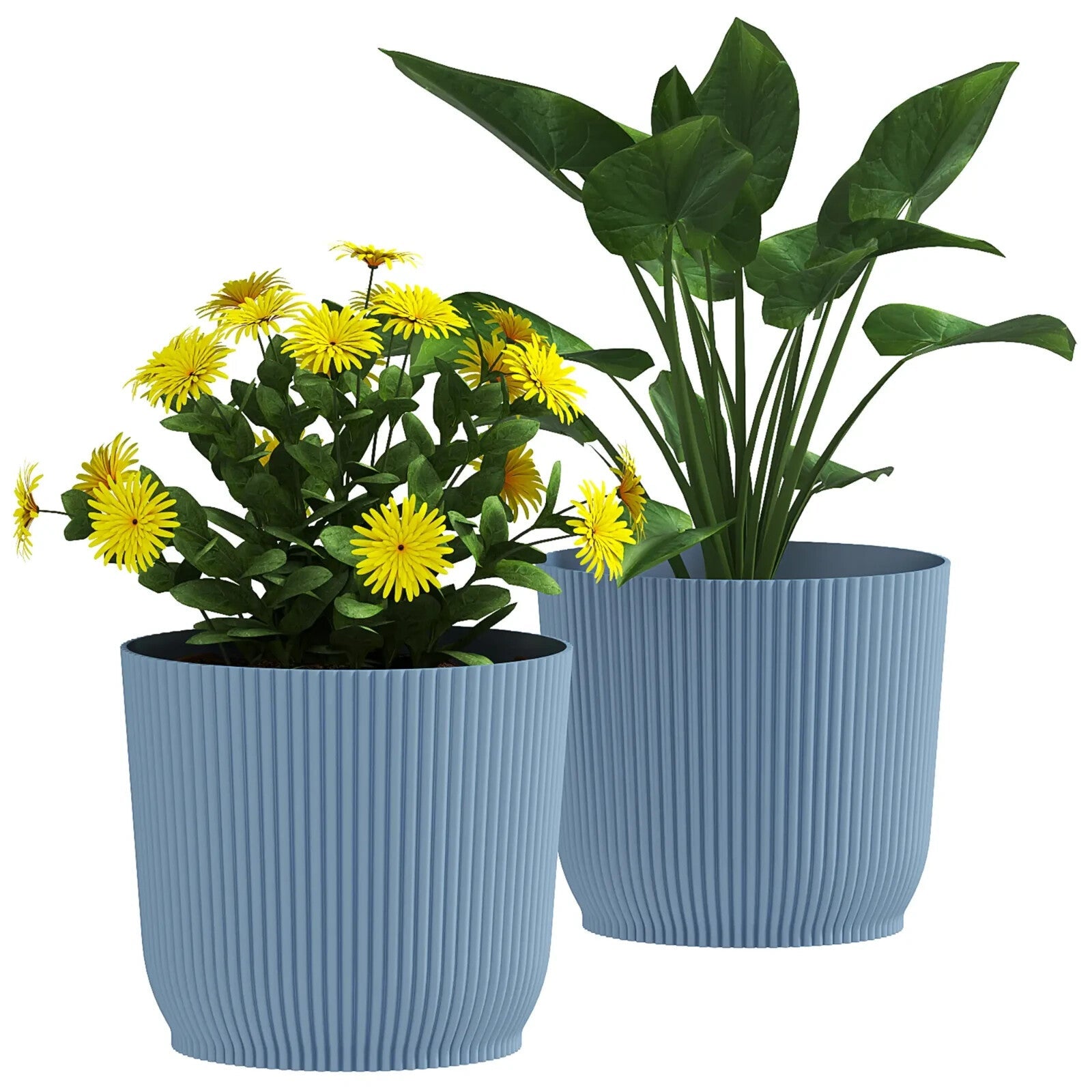 Set of Two 22cm Decorative Garden Planters Indoor Outdoor Plant Flower Pots - Home and Garden Furniture Shop - rustic - furniture
