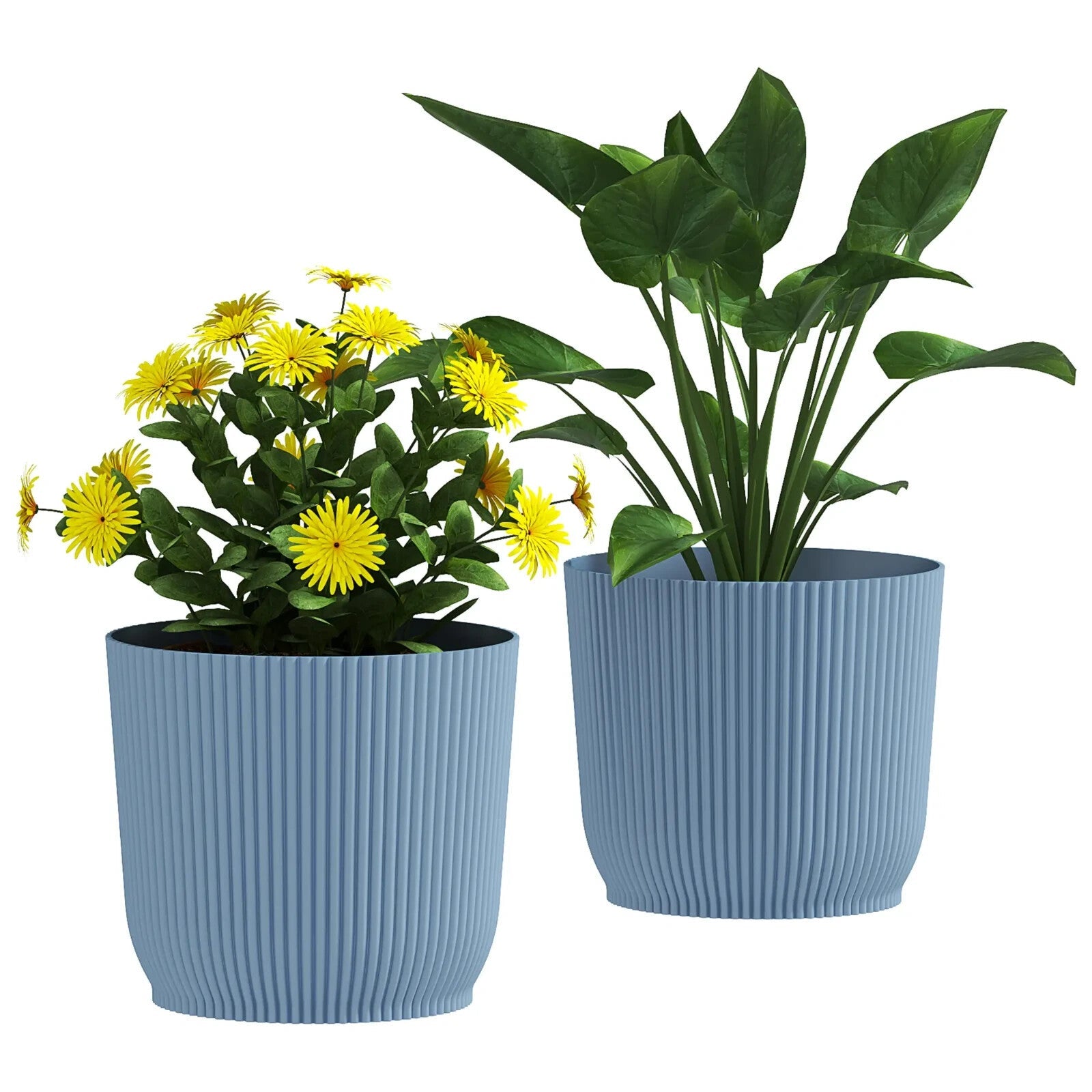 Set of Two 22cm Decorative Garden Planters Indoor Outdoor Plant Flower Pots - Home and Garden Furniture Shop - rustic - furniture