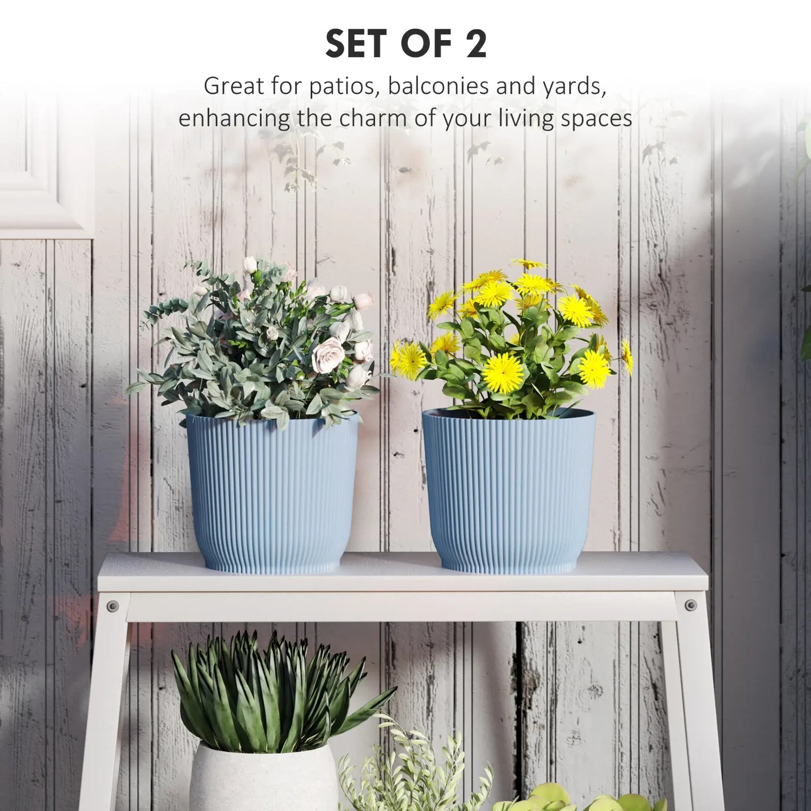 Set of Two 22cm Decorative Garden Planters Indoor Outdoor Plant Flower Pots - Home and Garden Furniture Shop - rustic - furniture