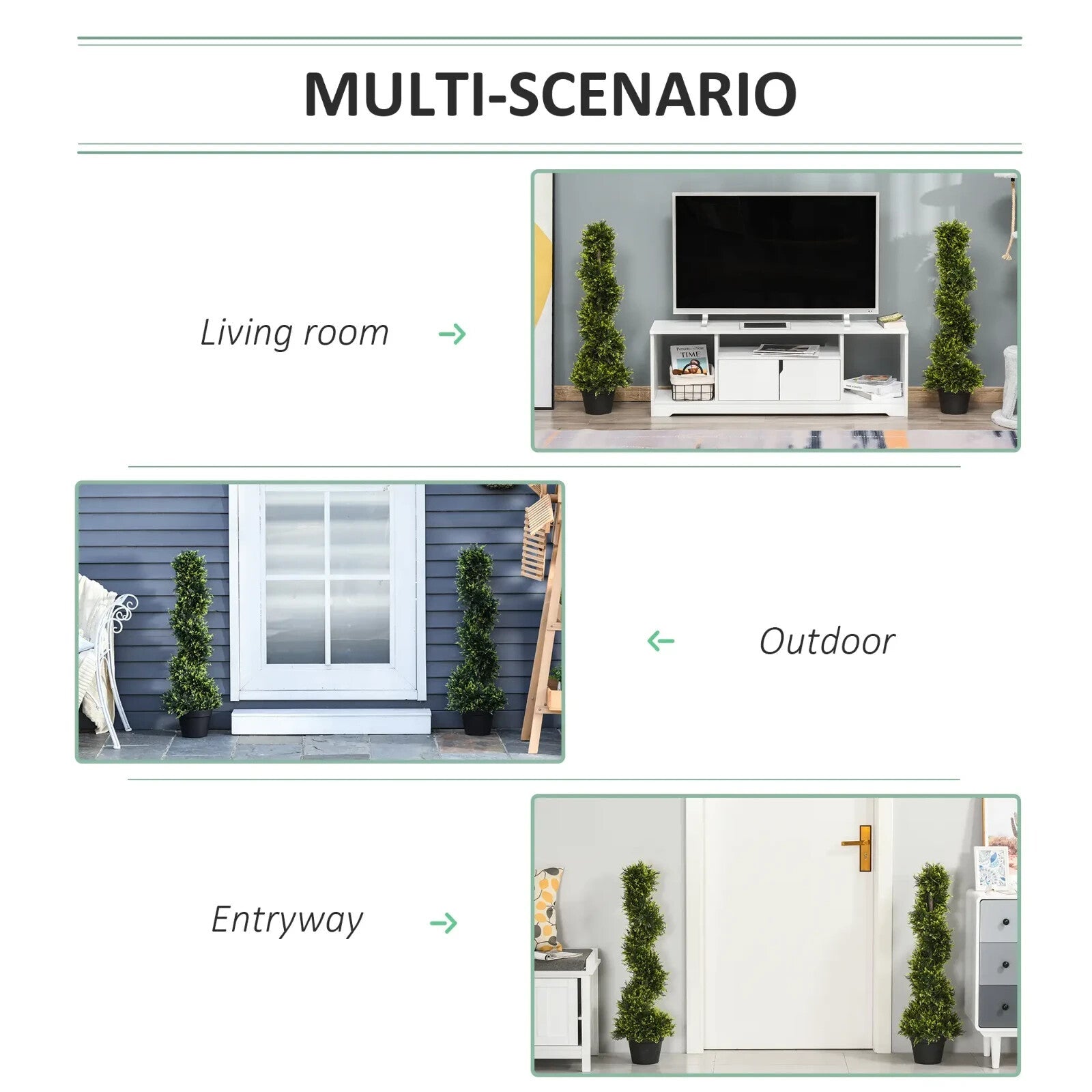 Set of Two 90cm Artificial Spiral Topiary Trees with Pots for Indoor Use Green - Home and Garden Furniture Shop - rustic - furniture