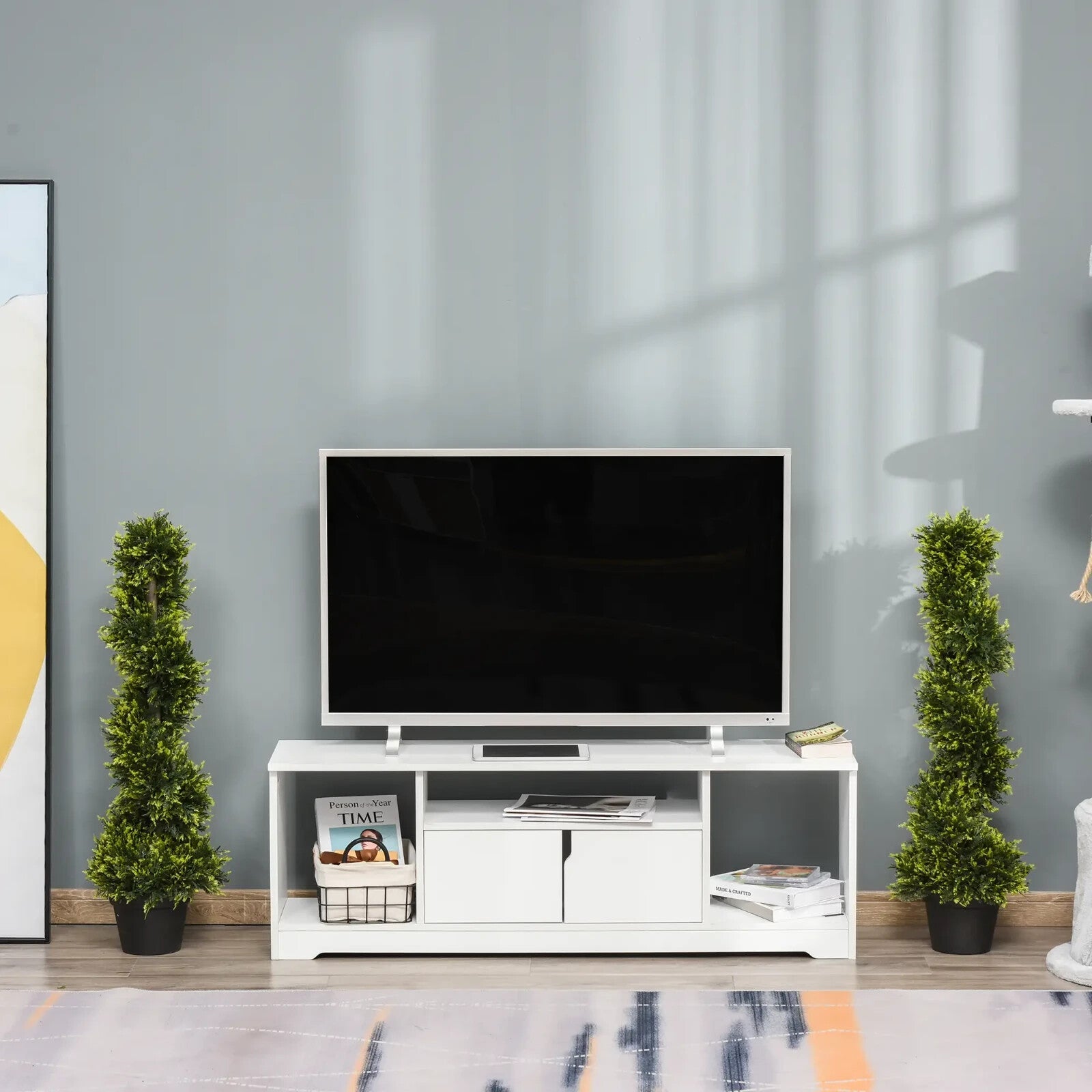 Set of Two 90cm Artificial Spiral Topiary Trees with Pots for Indoor Use Green - Home and Garden Furniture Shop - rustic - furniture