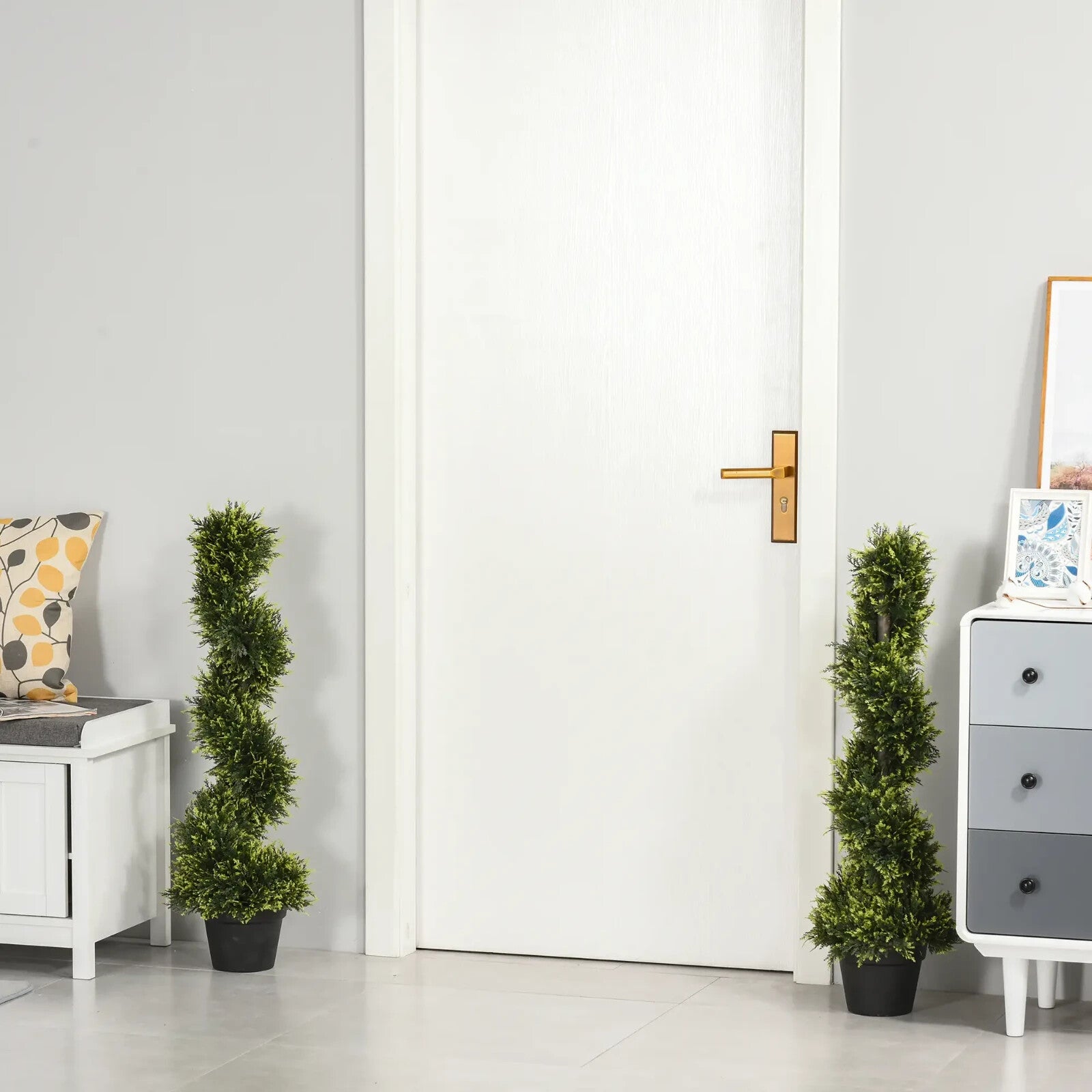 Set of Two 90cm Artificial Spiral Topiary Trees with Pots for Indoor Use Green - Home and Garden Furniture Shop - rustic - furniture