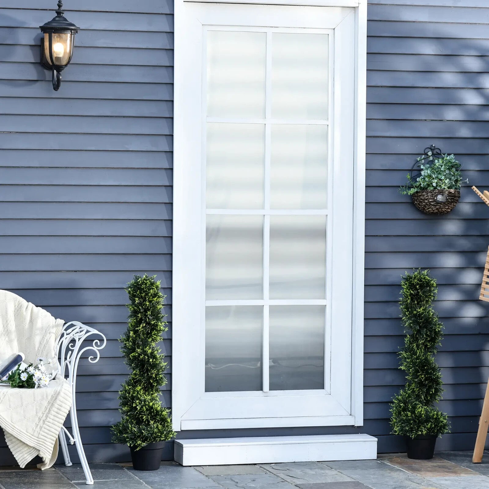 Set of Two 90cm Artificial Spiral Topiary Trees with Pots for Indoor Use Green - Home and Garden Furniture Shop - rustic - furniture