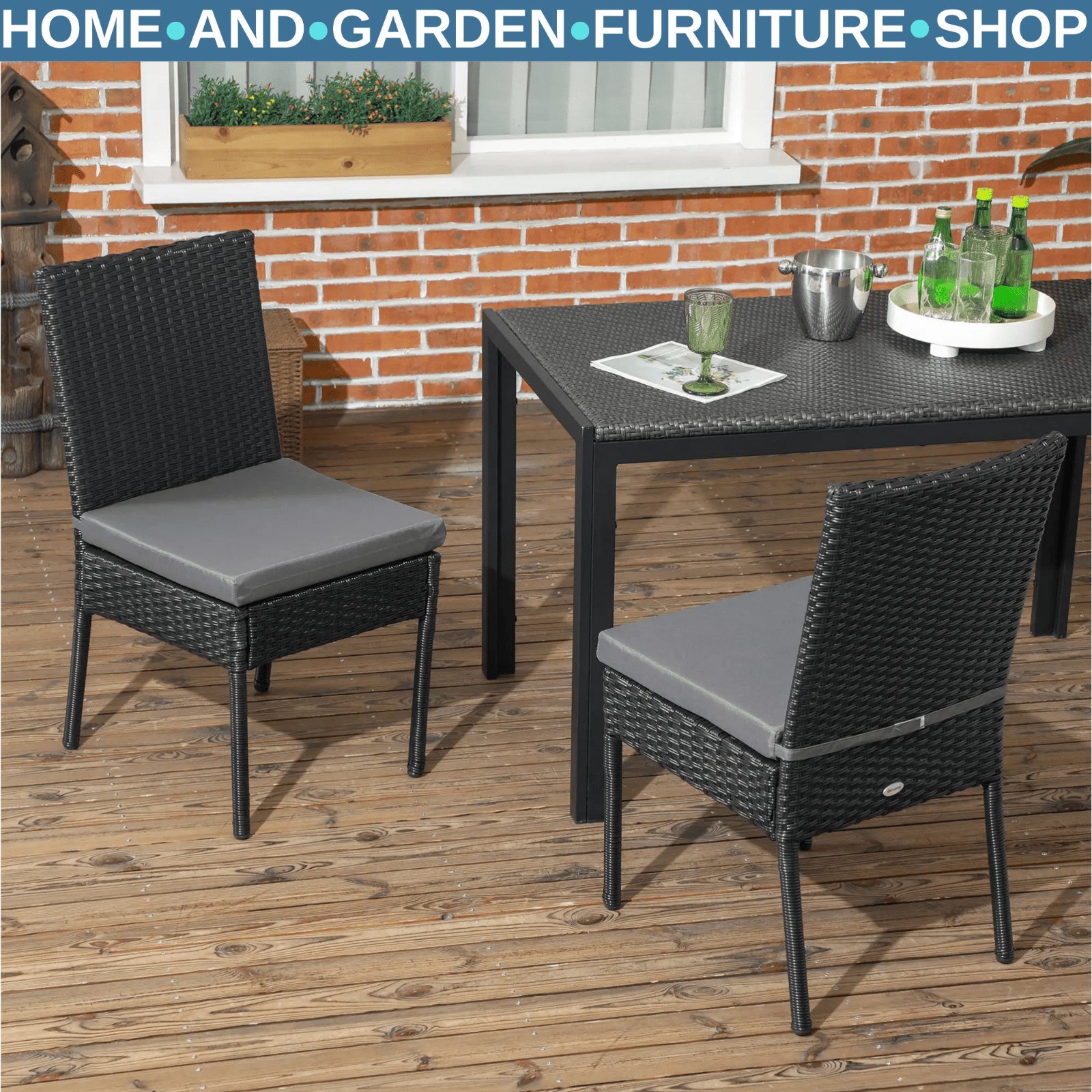 Set of Two Armless Rattan Garden Chairs Outdoor Patio Furniture for Home Balcony - Home and Garden Furniture Shop - rustic - furniture