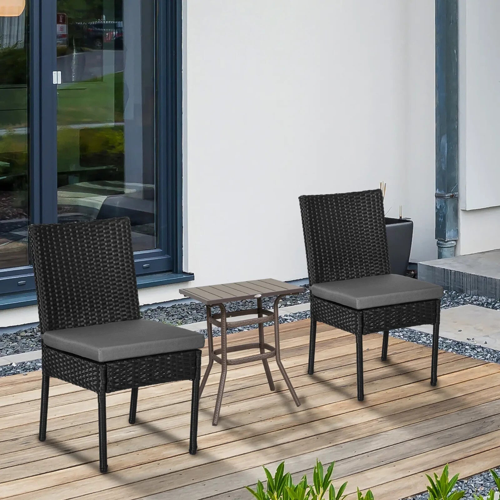 Set of Two Armless Rattan Garden Chairs Outdoor Patio Furniture for Home Balcony - Home and Garden Furniture Shop - rustic - furniture