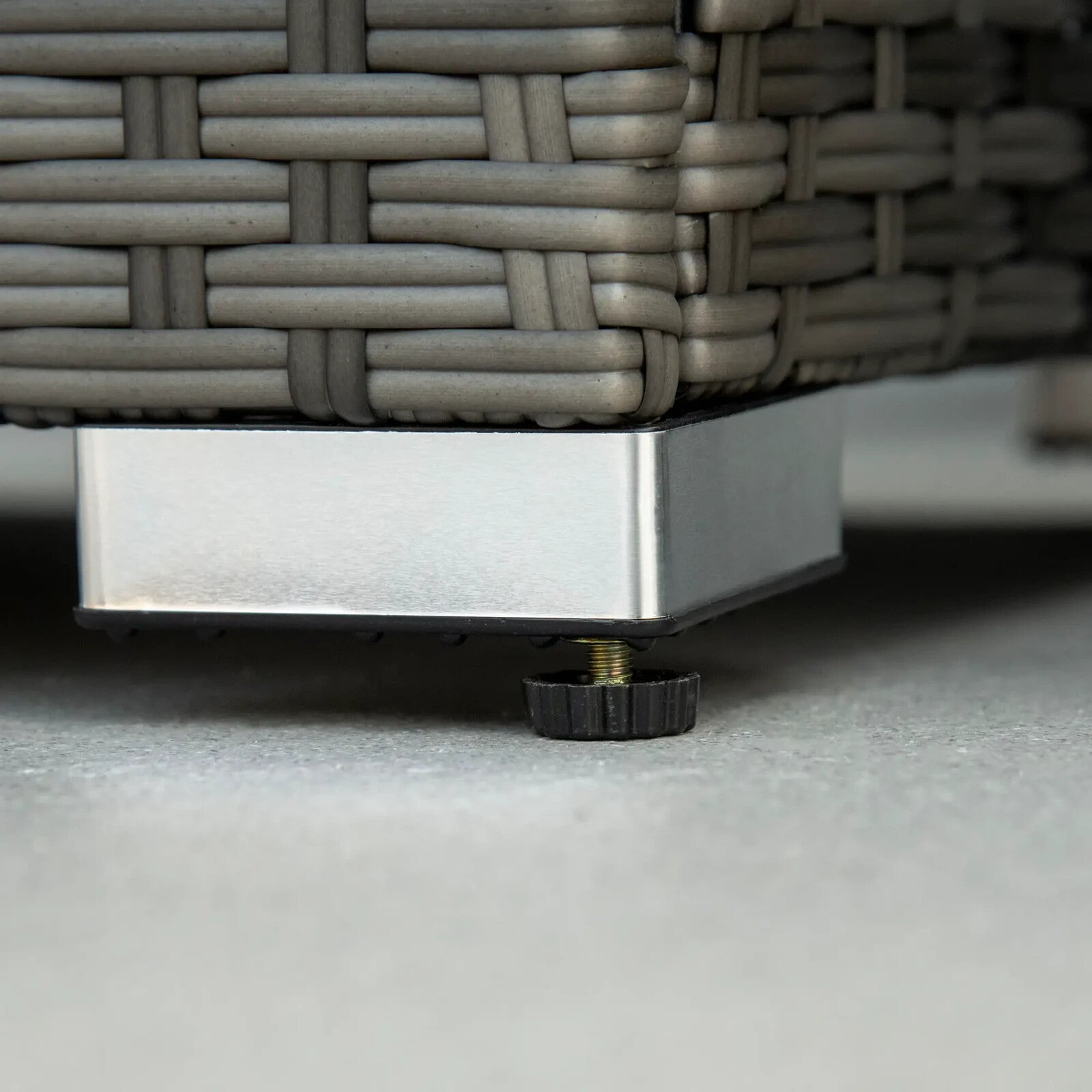 Seven - Piece Rattan Garden Sofa Set with Expanding Table and Stools Cushions Grey - Home and Garden Furniture Shop - rustic - furniture