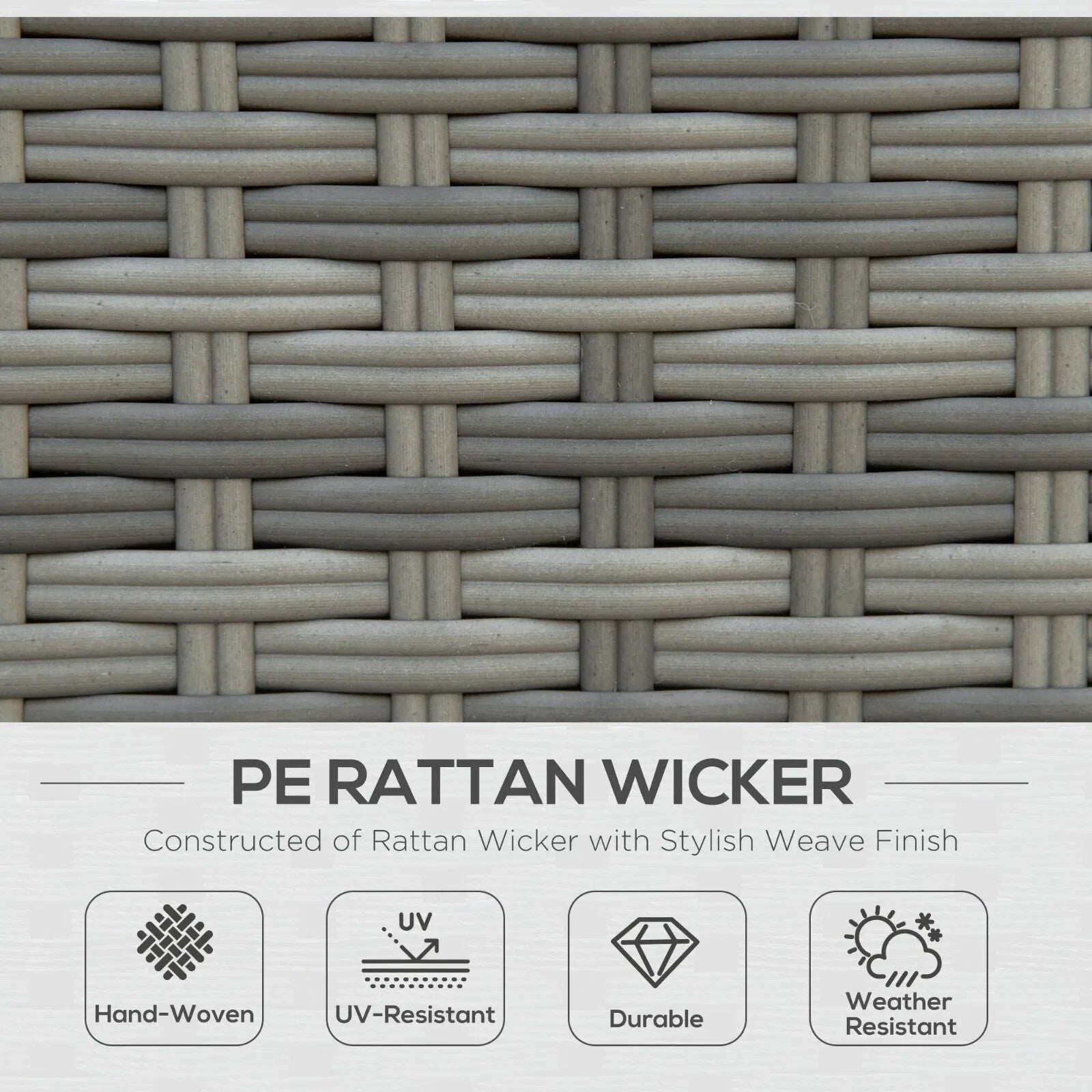 Seven - Piece Rattan Garden Sofa Set with Expanding Table and Stools Cushions Grey - Home and Garden Furniture Shop - rustic - furniture