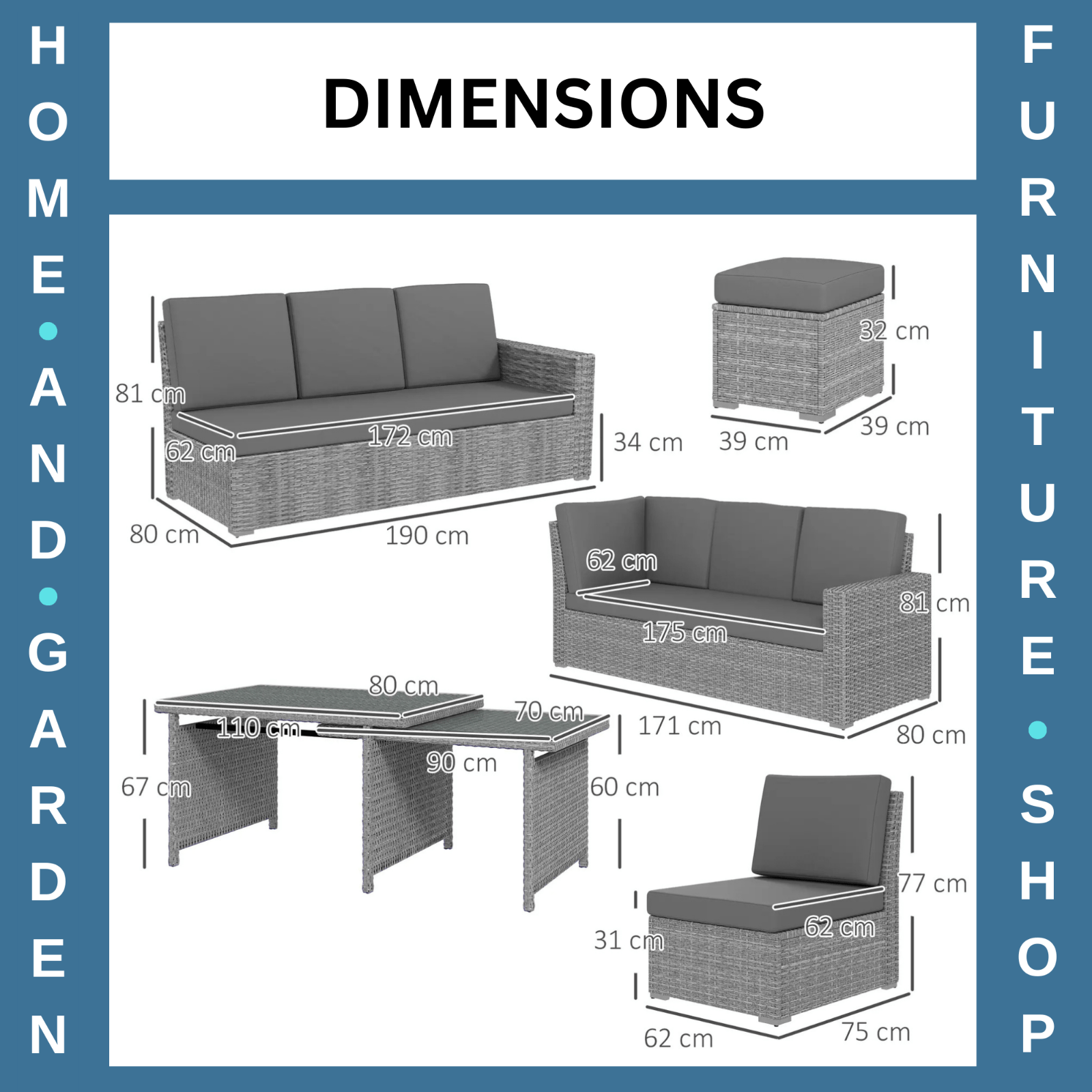 Seven Piece Rattan Garden Sofa Set with Expanding Table Outdoor Furniture Set - Home and Garden Furniture Shop - rustic - furniture