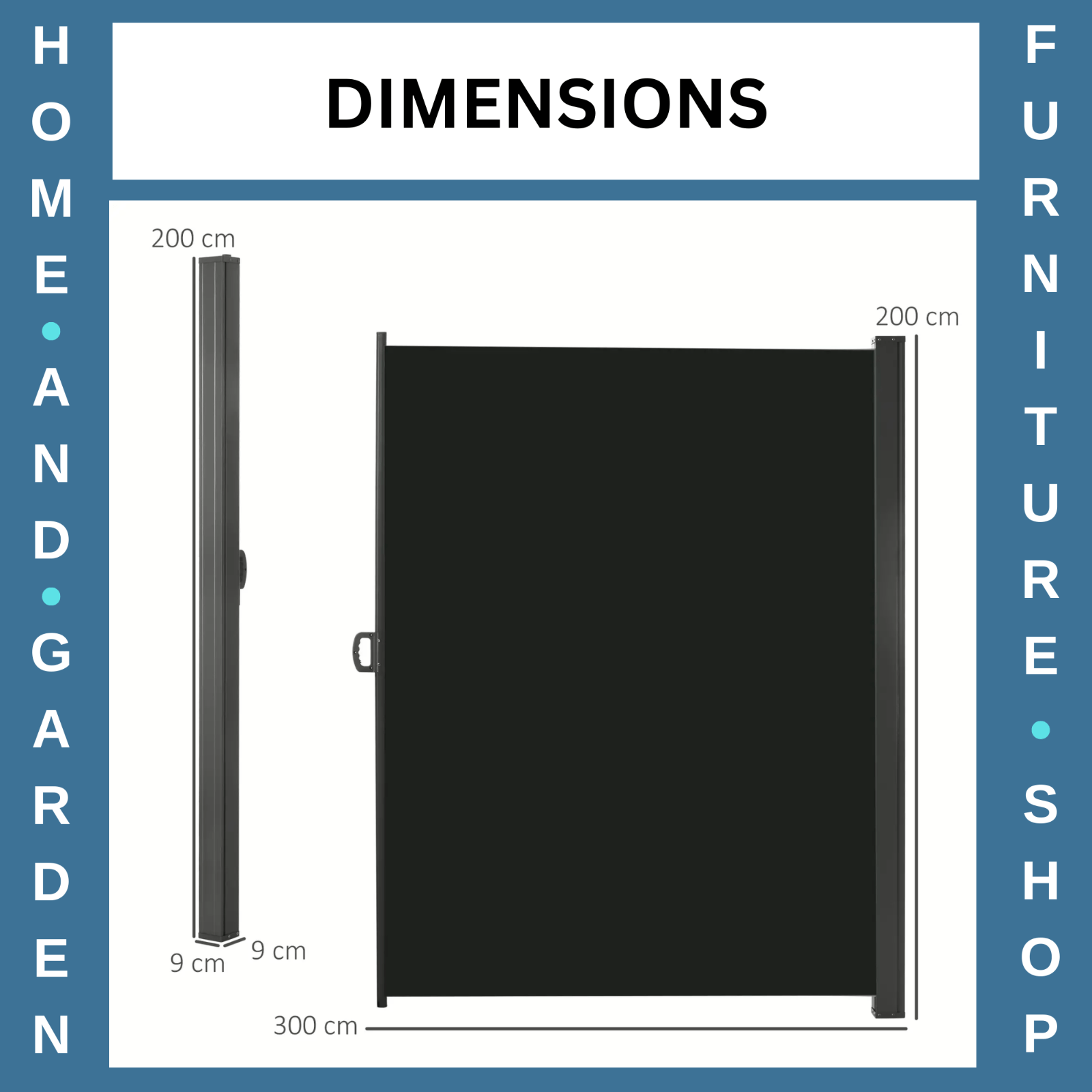 Side Awning Steel Frame Retractable Screen Fence Privacy Divider Black - Home and Garden Furniture Shop - #rustic - furniture#