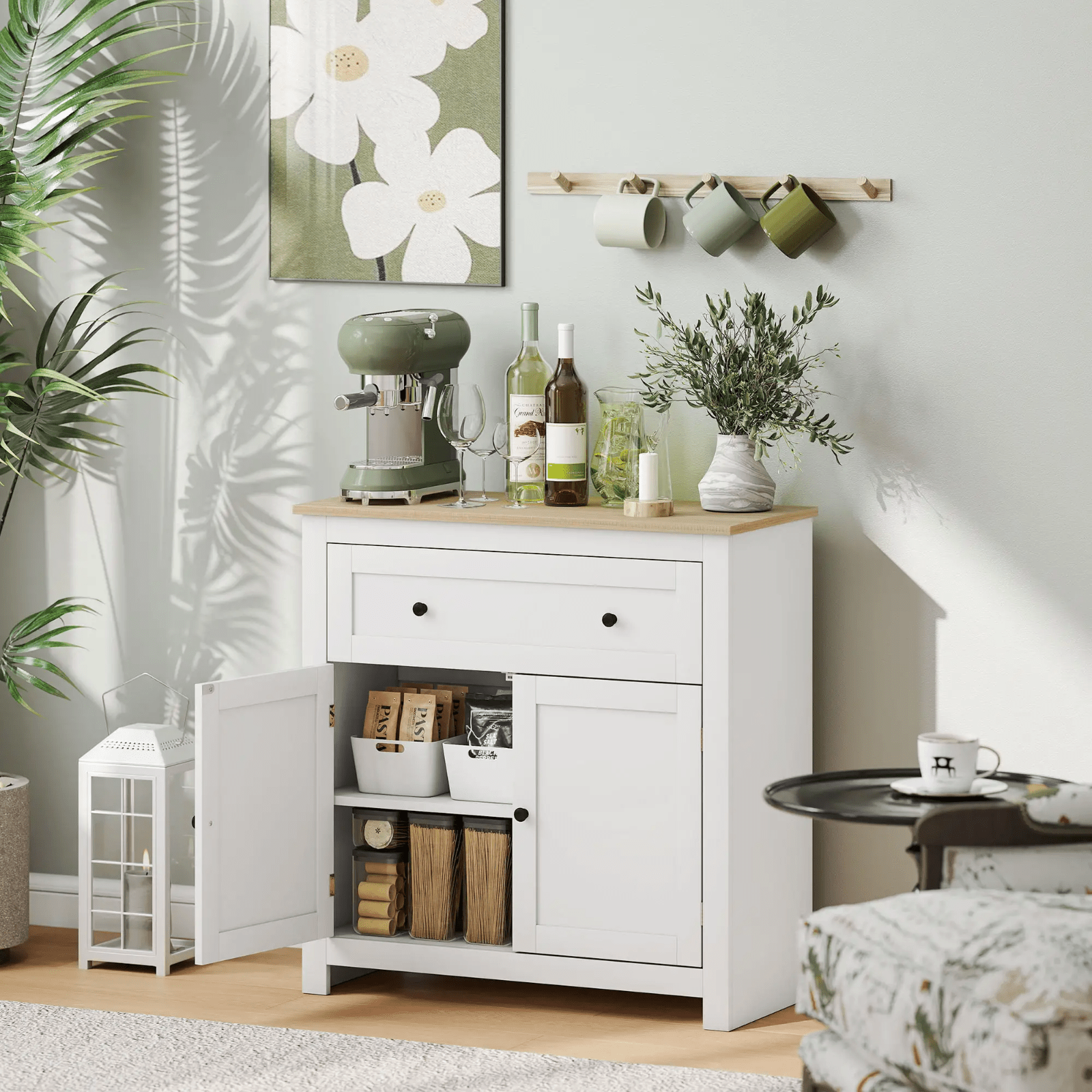 Sideboard Storage Cabinet with Adjustable Shelf Drawer White and Oak Brown HGFS - Home and Garden Furniture Shop - rustic - furniture