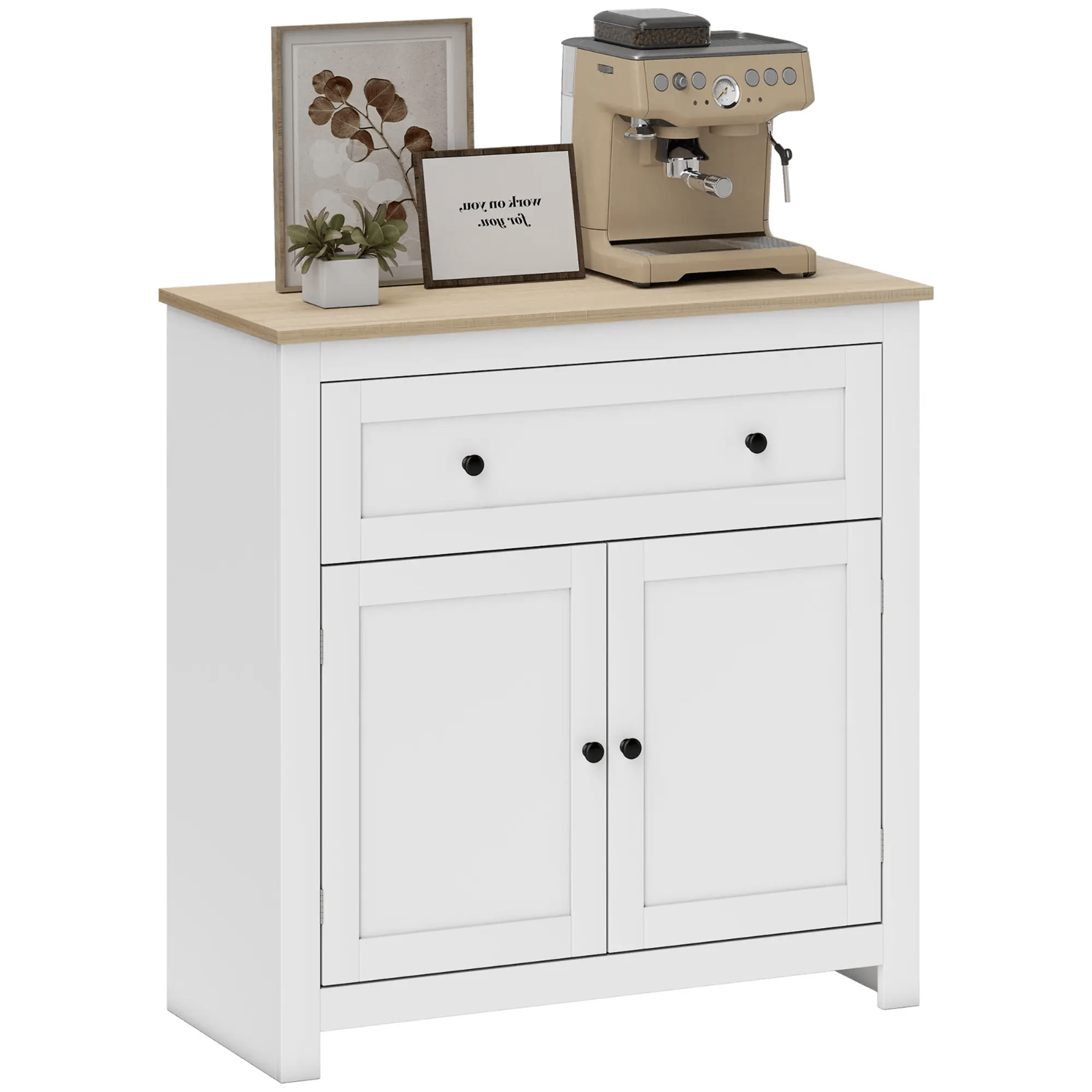 Sideboard Storage Cabinet with Adjustable Shelf Drawer White and Oak Brown HGFS - Home and Garden Furniture Shop - rustic - furniture