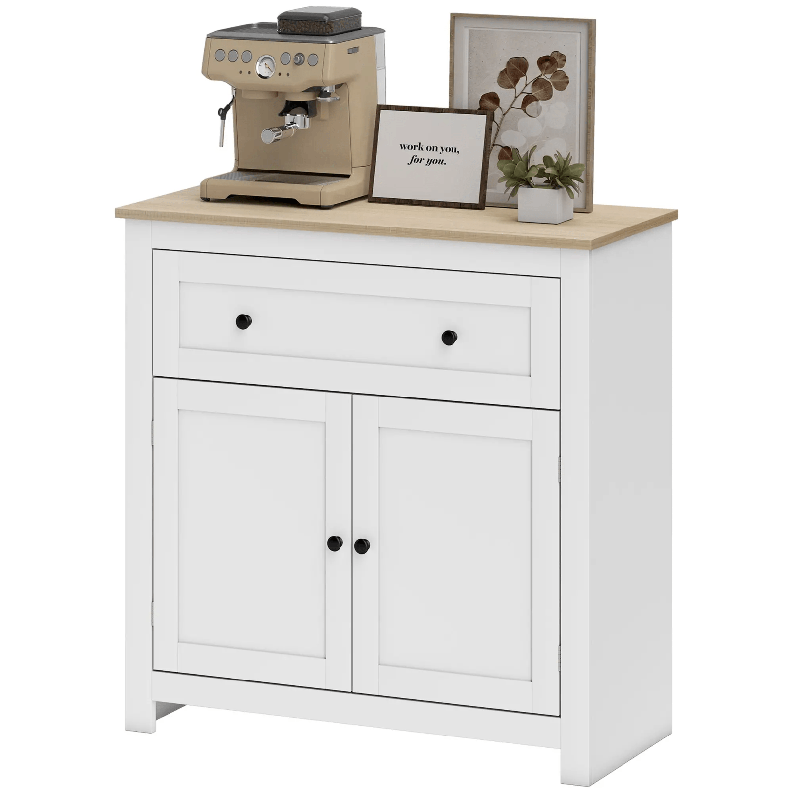 Sideboard Storage Cabinet with Adjustable Shelf Drawer White and Oak Brown HGFS - Home and Garden Furniture Shop - rustic - furniture