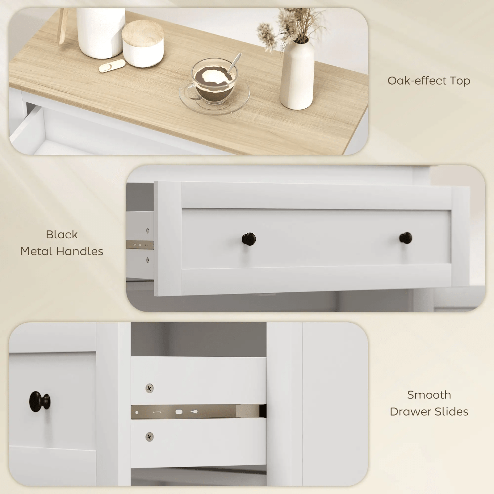 Sideboard Storage Cabinet with Adjustable Shelf Drawer White and Oak Brown HGFS - Home and Garden Furniture Shop - rustic - furniture