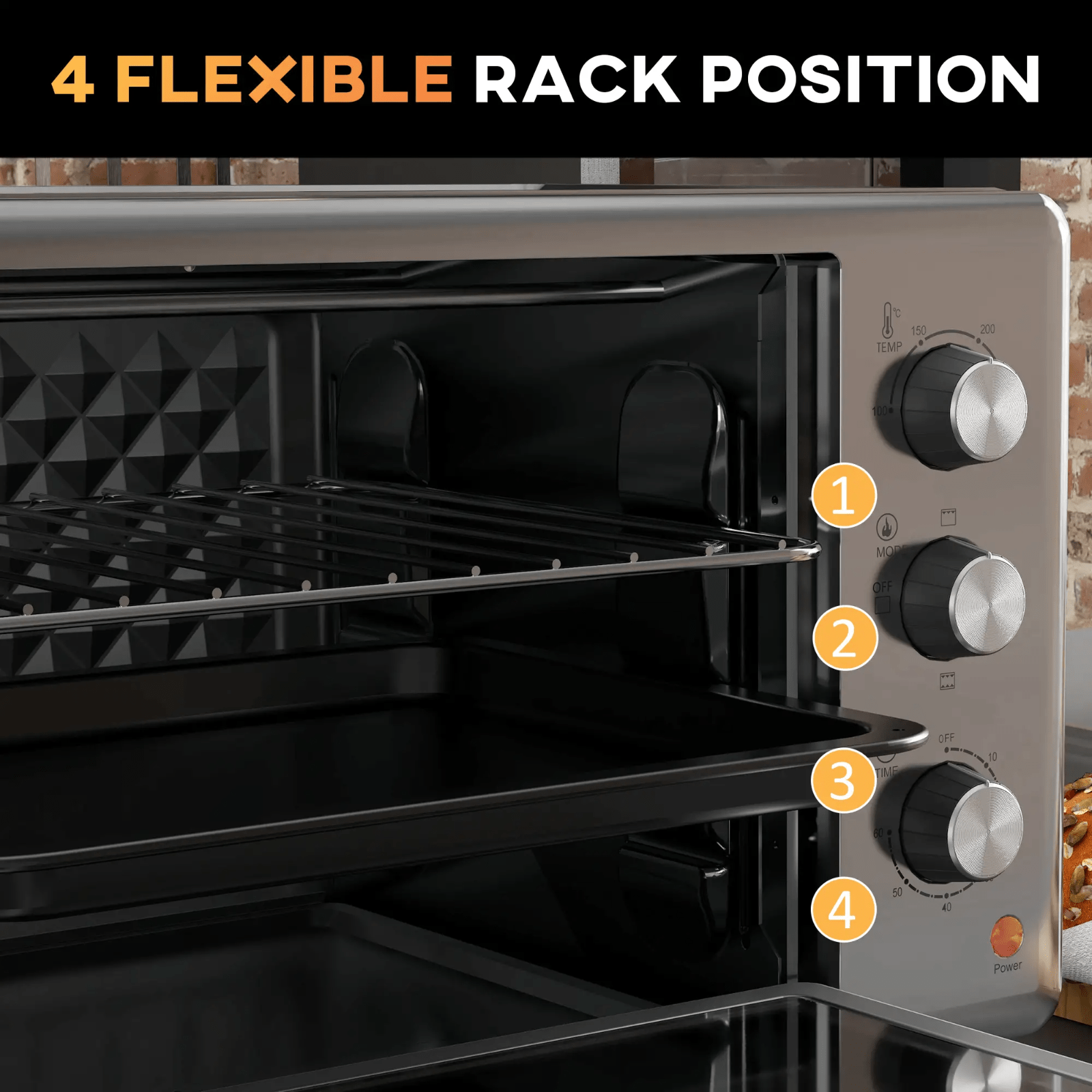 Silver 30L Mini Oven Countertop Toaster Oven Adjustable Temperature Timer 1600W - Home and Garden Furniture Shop - rustic - furniture