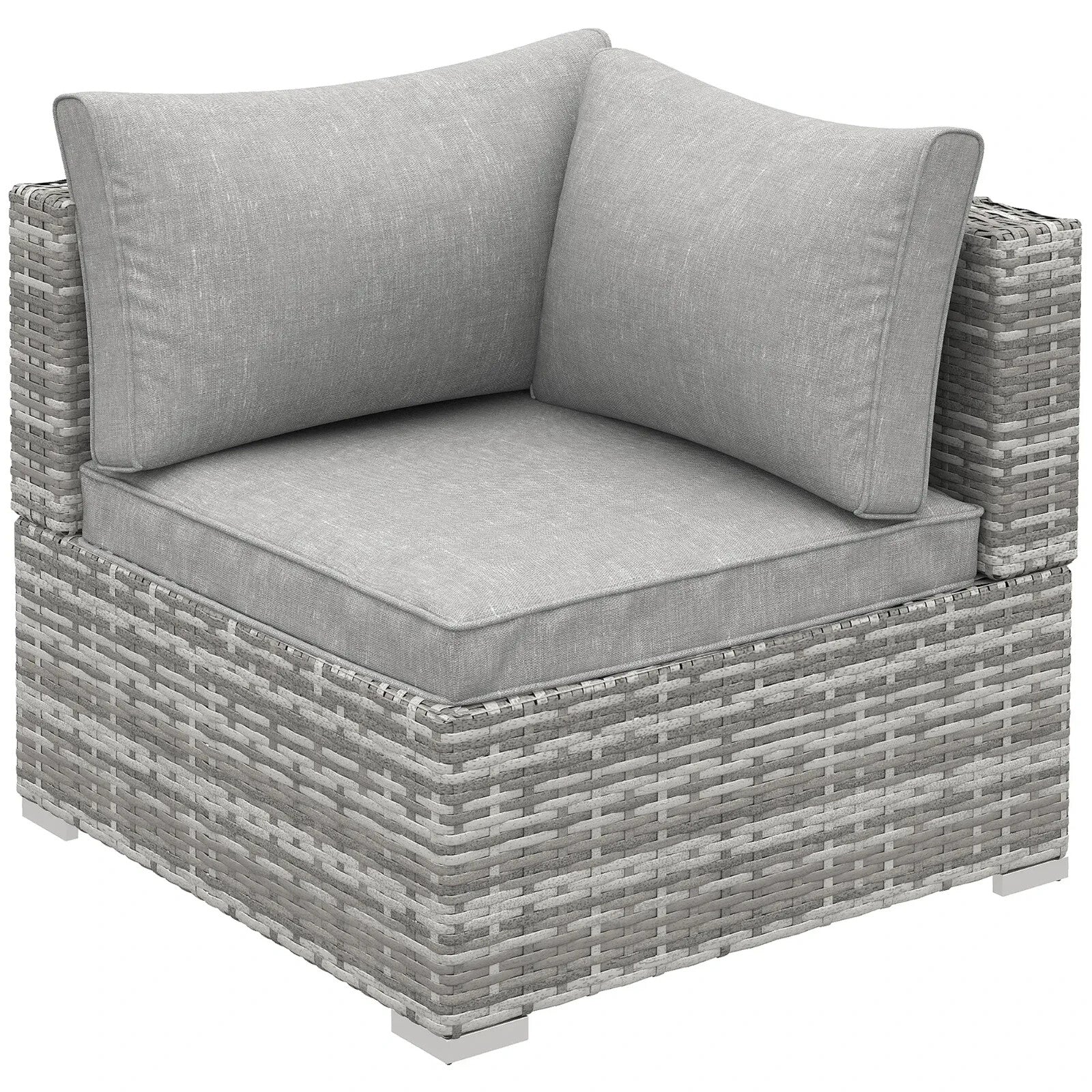 Single Corner Sofa PE Rattan Garden Furniture Set with Cushions for Patio Grey - Home and Garden Furniture Shop - rustic - furniture