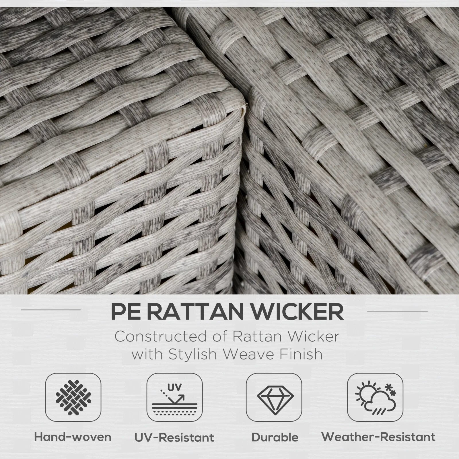 Single Corner Sofa PE Rattan Garden Furniture Set with Cushions for Patio Grey - Home and Garden Furniture Shop - rustic - furniture