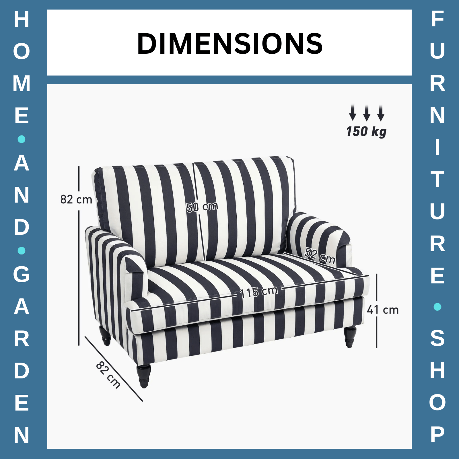 Single Sofa Turned Legs with Upholstered Snuggle Chair & Bedroom Black Striped - Home and Garden Furniture Shop - rustic - furniture