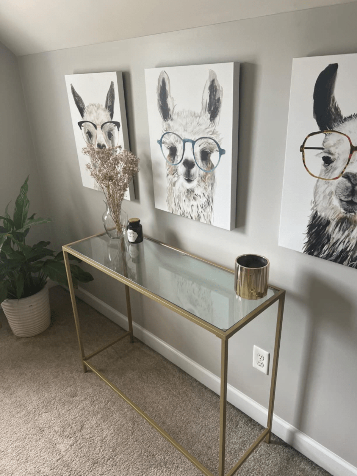 Slim Glass Console Table Hallway Metal Gold Shelving Unit Side Display Cabinet - Home and Garden Furniture Shop - #rustic - furniture#