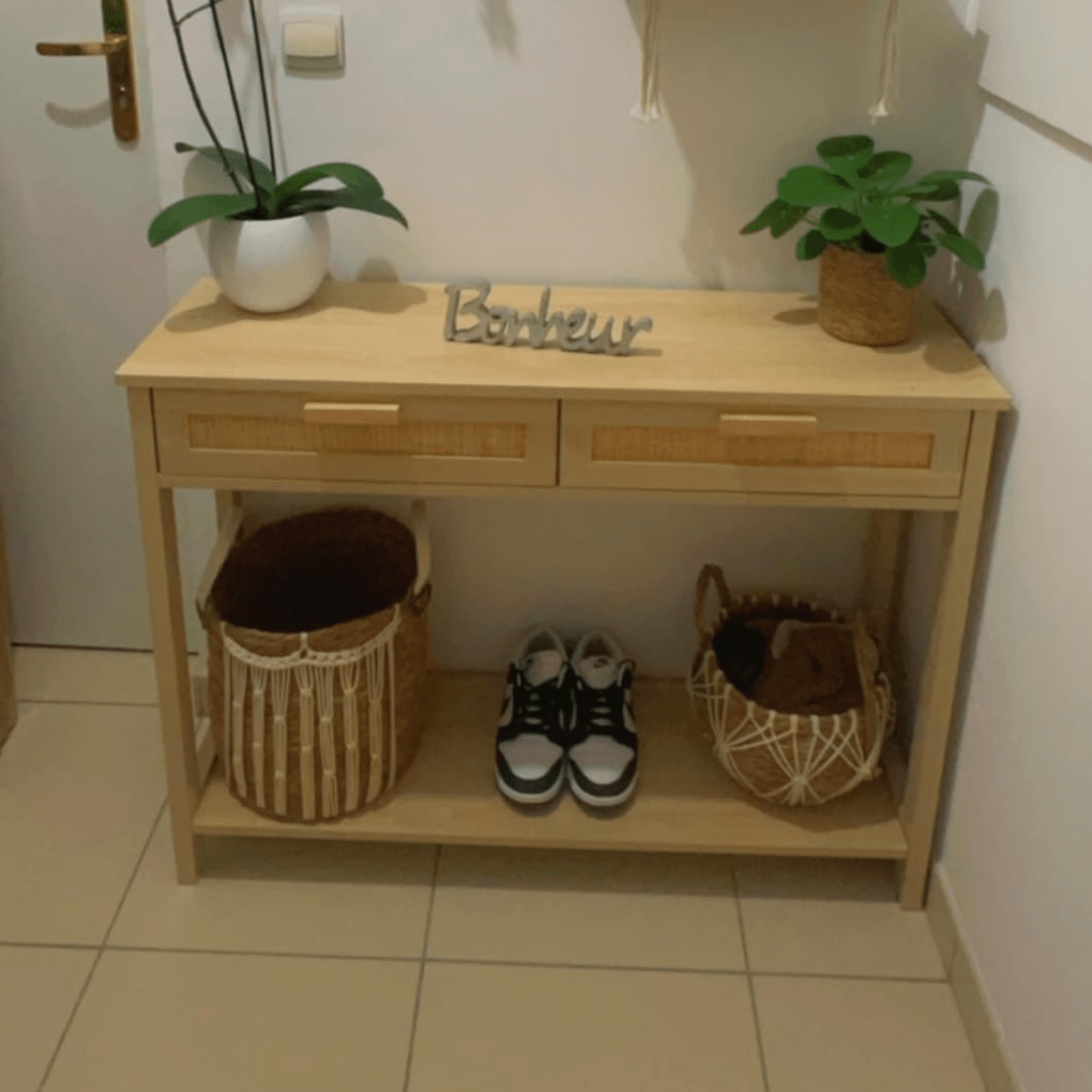 Slim Hallway Console Table Storage Shelf 2 Drawers Sofa Table Oak Wooden Effect - Home and Garden Furniture Shop - #rustic - furniture#