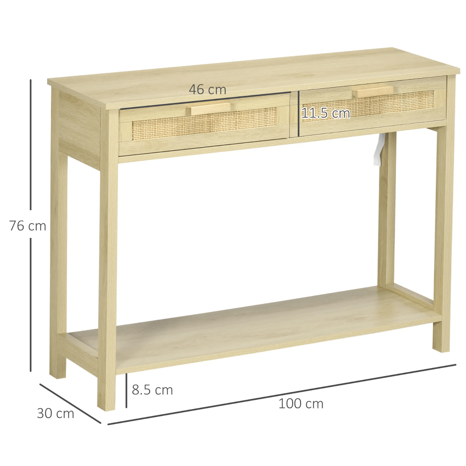 Slim Hallway Console Table Storage Shelf 2 Drawers Sofa Table Oak Wooden Effect - Home and Garden Furniture Shop - #rustic - furniture#