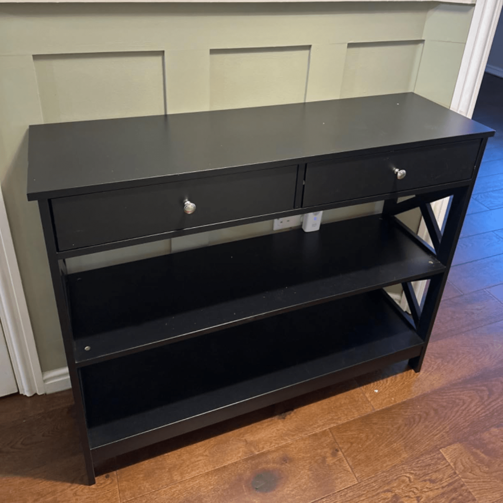 Slim Hallway Console Table Storage Shelves Drawers Black Living Room Sofa Table - Home and Garden Furniture Shop - rustic - furniture