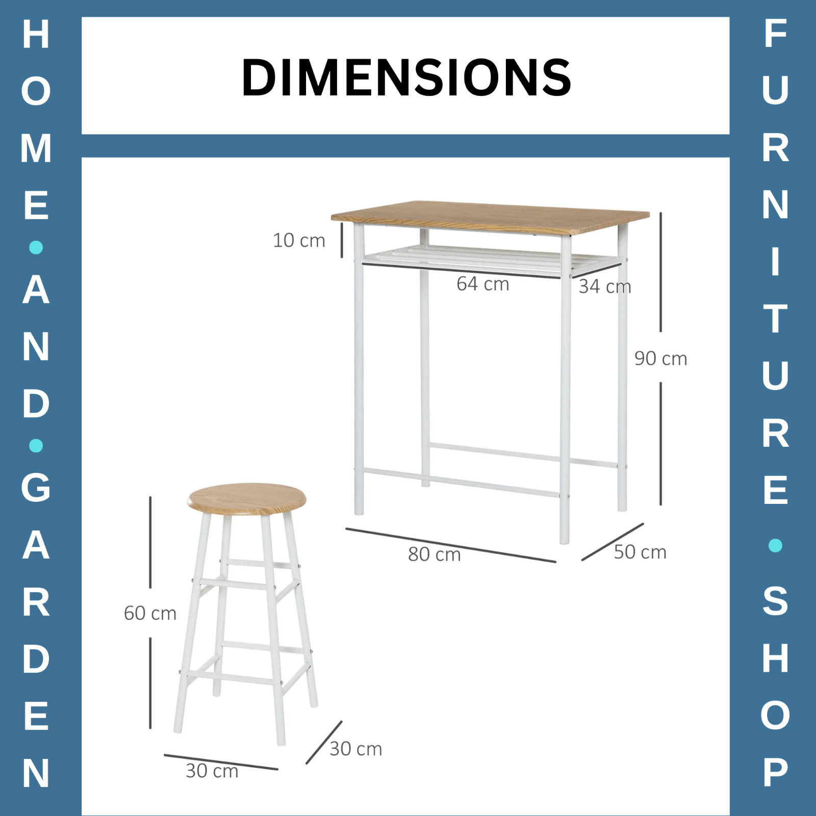 Small Bar Dining Table Set Space Saving Kitchen Breakfast Metal 2 Chairs Stools - Home and Garden Furniture Shop - rustic - furniture