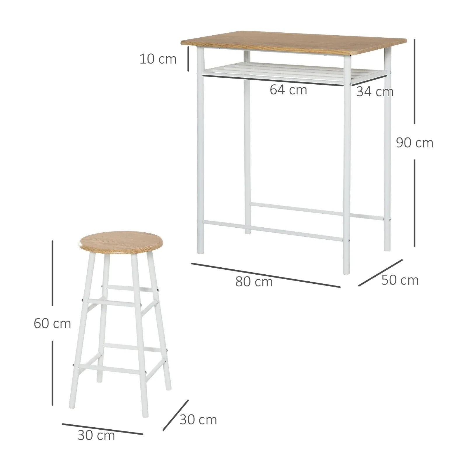 Small Bar Dining Table Set Space Saving Kitchen Breakfast Metal 2 Chairs Stools - Home and Garden Furniture Shop - rustic - furniture