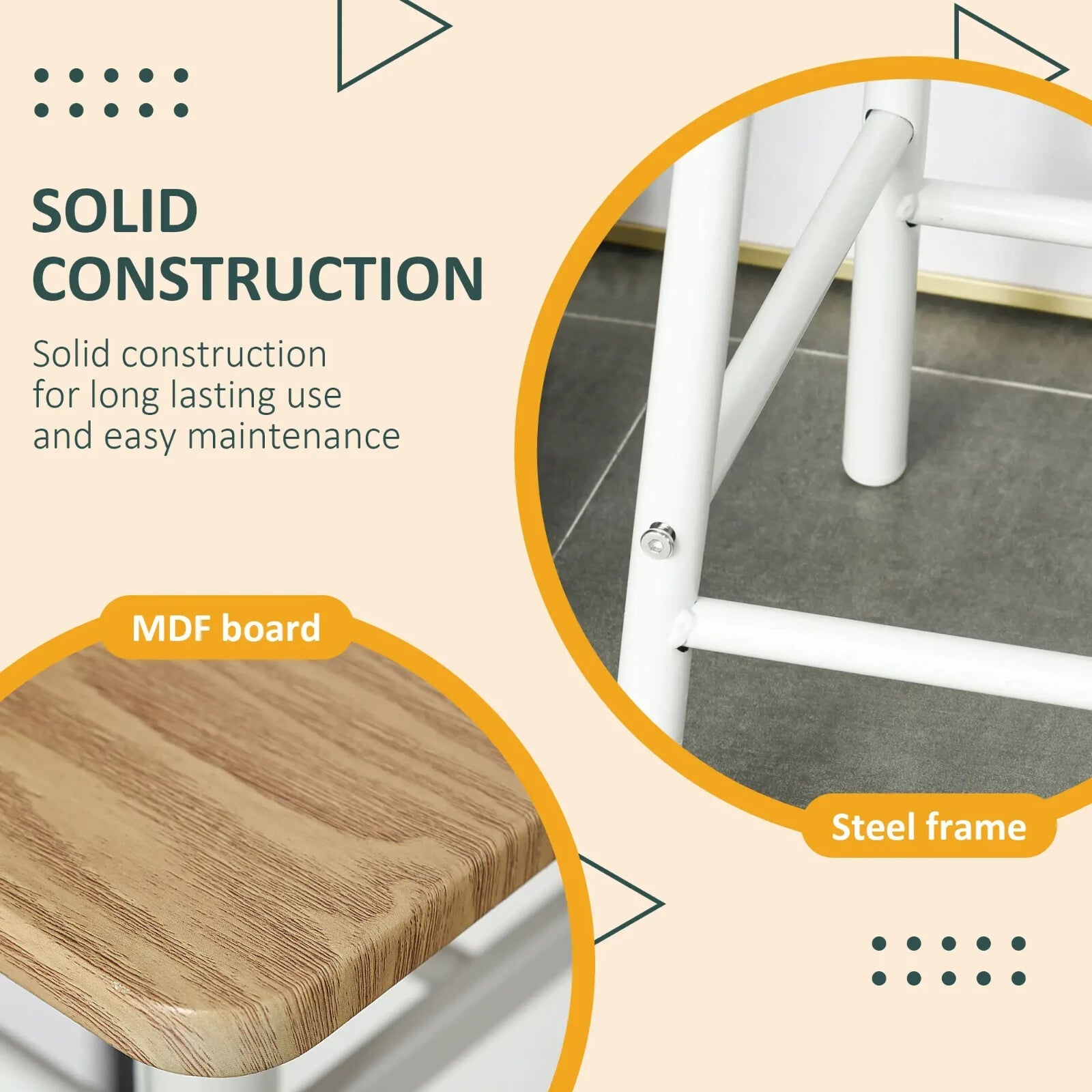 Small Bar Dining Table Set Space Saving Kitchen Breakfast Metal 2 Chairs Stools - Home and Garden Furniture Shop - rustic - furniture