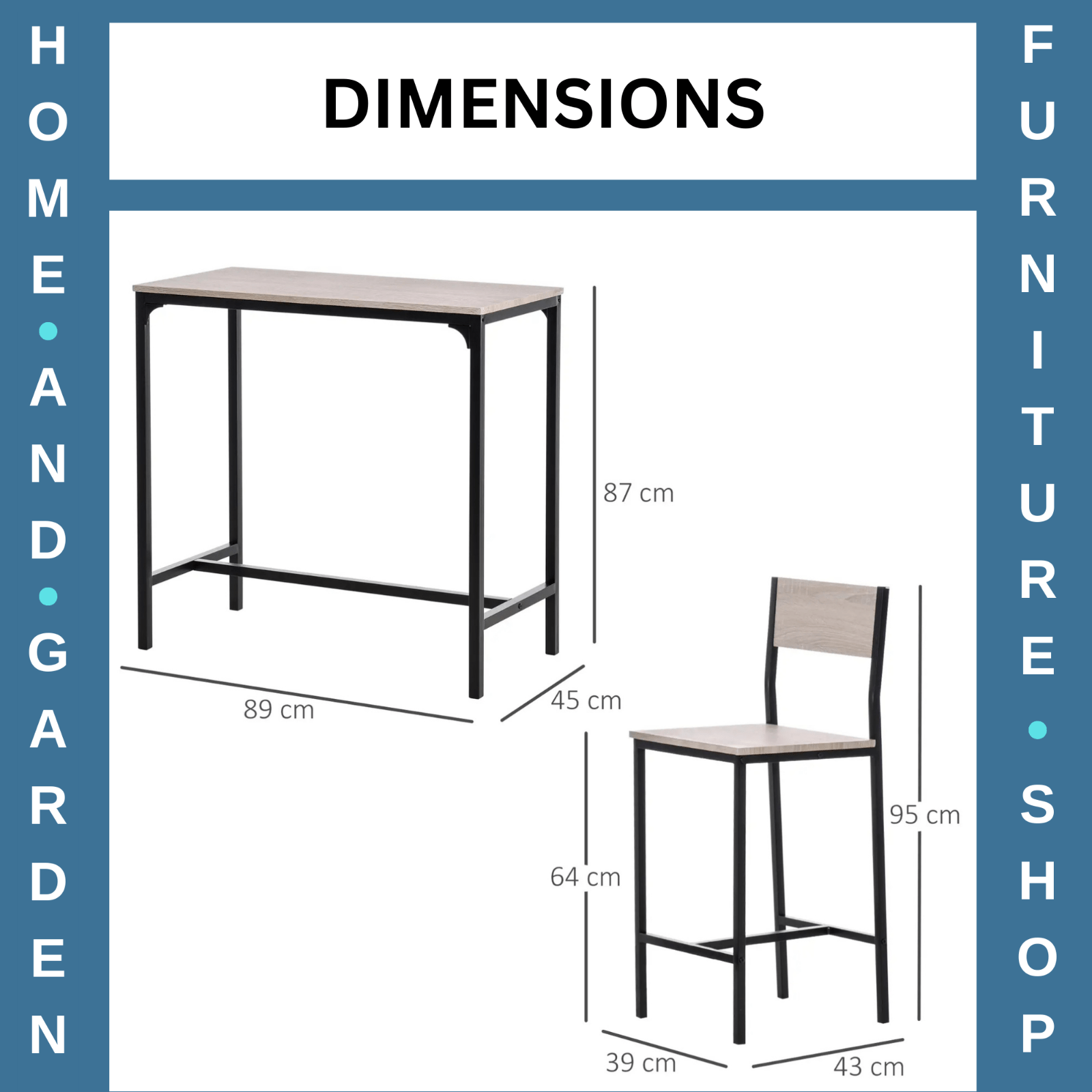 Small Bar Dining Table Set Space Saving Kitchen Breakfast Metal 2 Stools Chairs - Home and Garden Furniture Shop - rustic - furniture