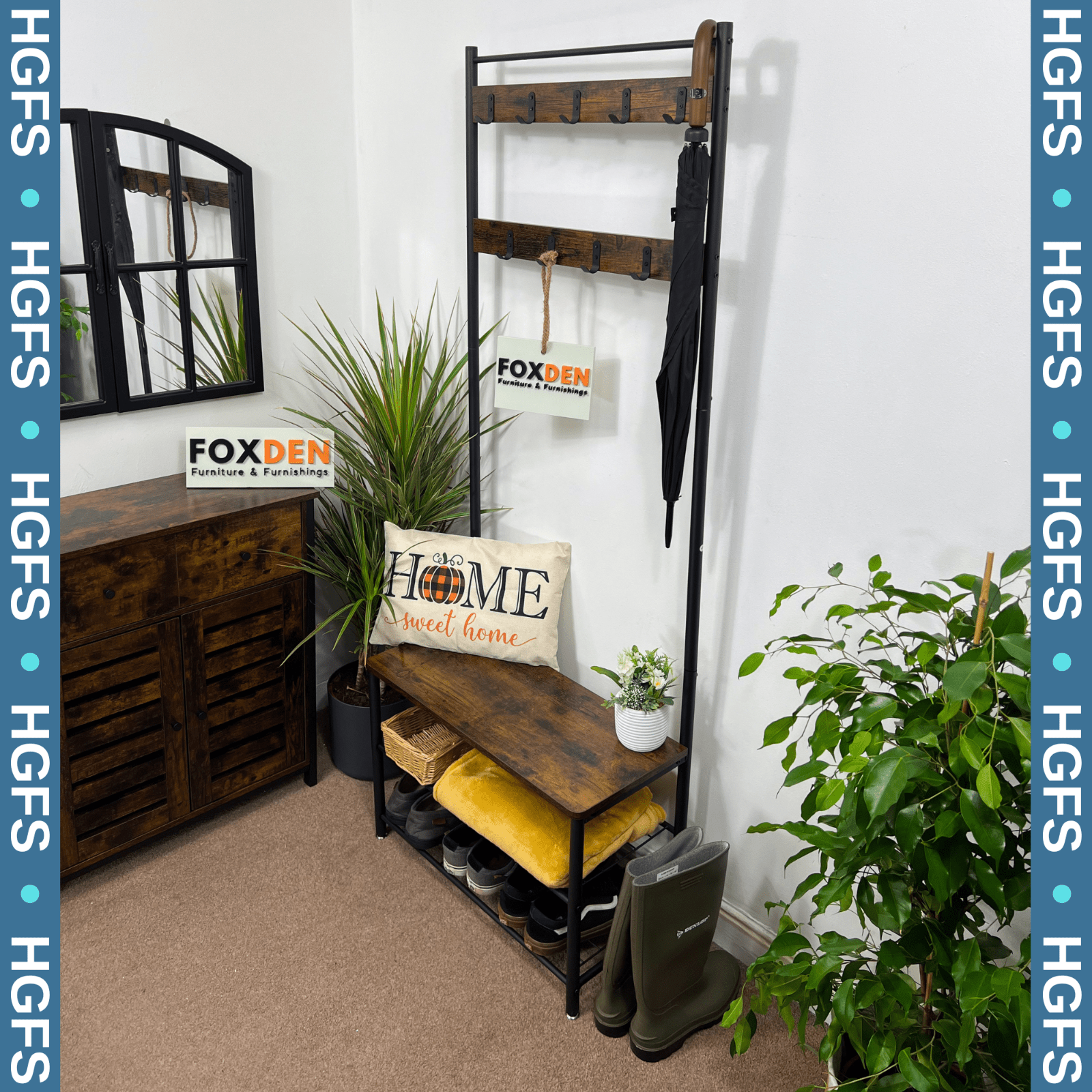 Small Coat Rack Hat and Coat Stand Hall Tree Hallway Shoe Rack Storage Organiser - Home and Garden Furniture Shop - rustic - furniture