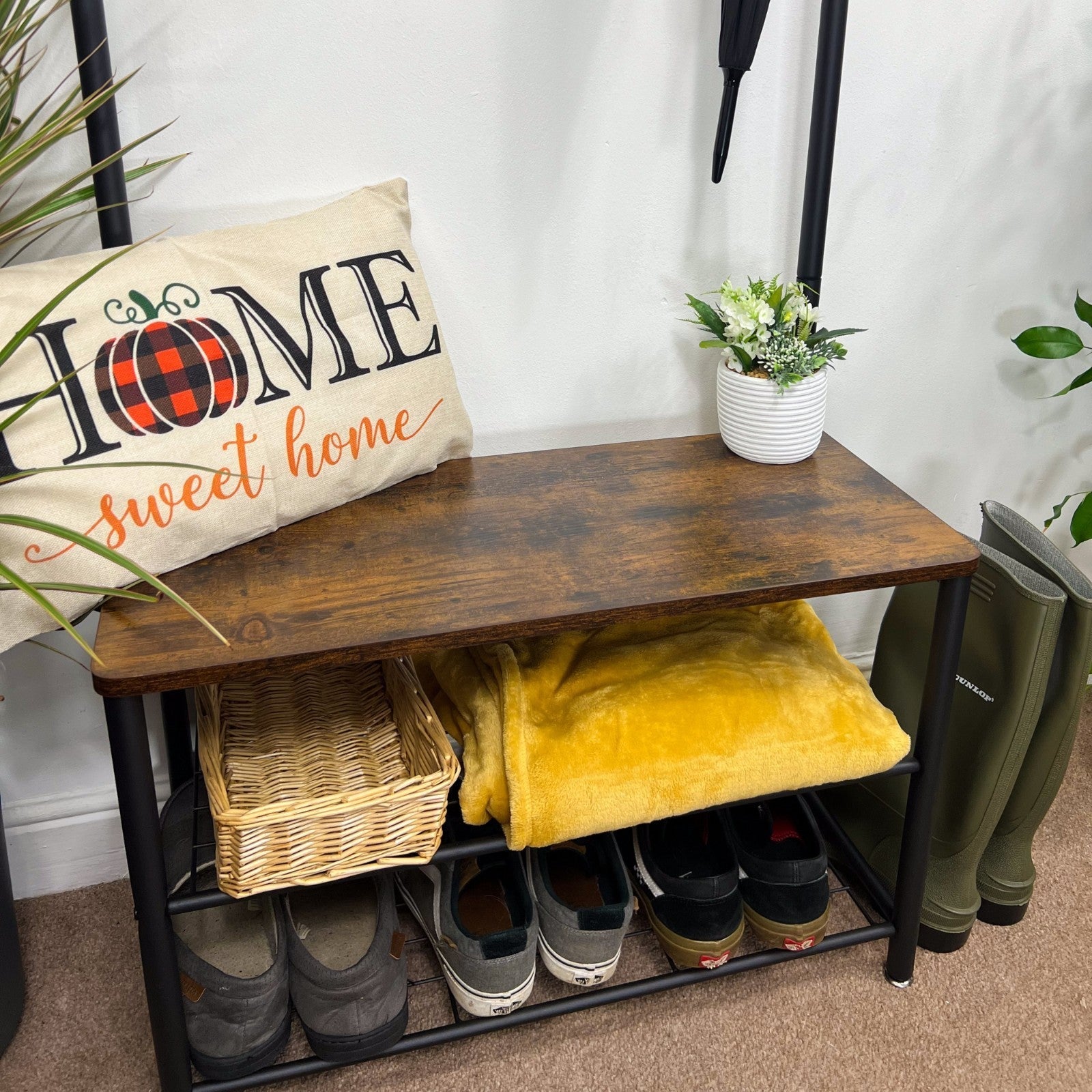 Small Coat Rack Hat and Coat Stand Hall Tree Hallway Shoe Rack Storage Organiser - Home and Garden Furniture Shop - rustic - furniture