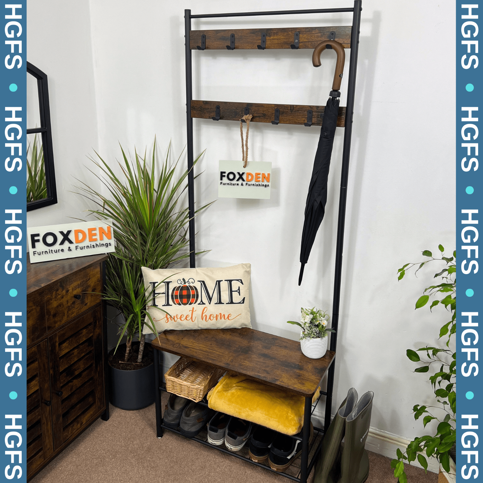 Small Coat Rack Hat and Coat Stand Hall Tree Hallway Shoe Rack Storage Organiser - Home and Garden Furniture Shop - rustic - furniture