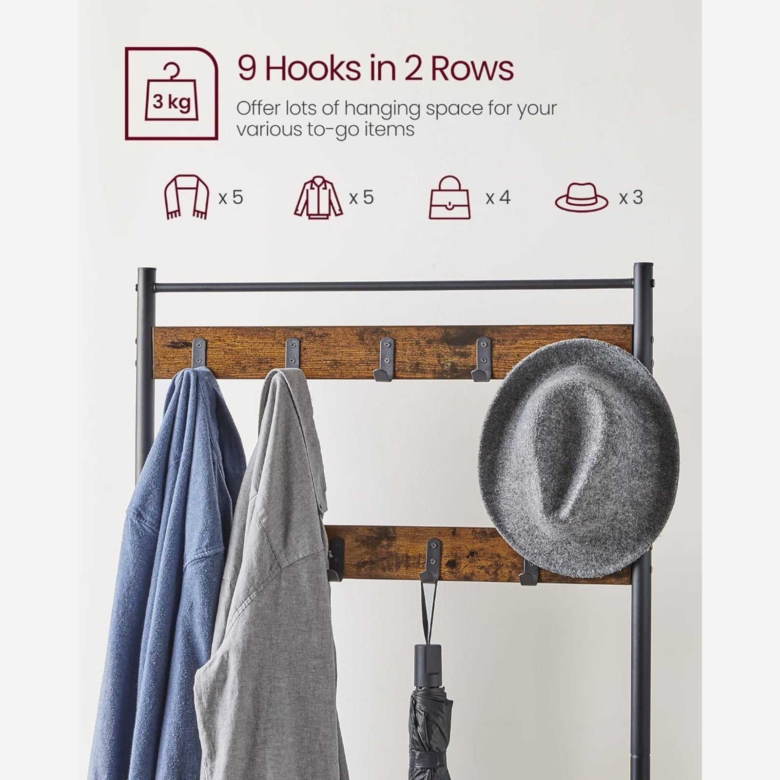 Small Coat Rack Hat and Coat Stand Hall Tree Hallway Shoe Rack Storage Organiser - Home and Garden Furniture Shop - rustic - furniture