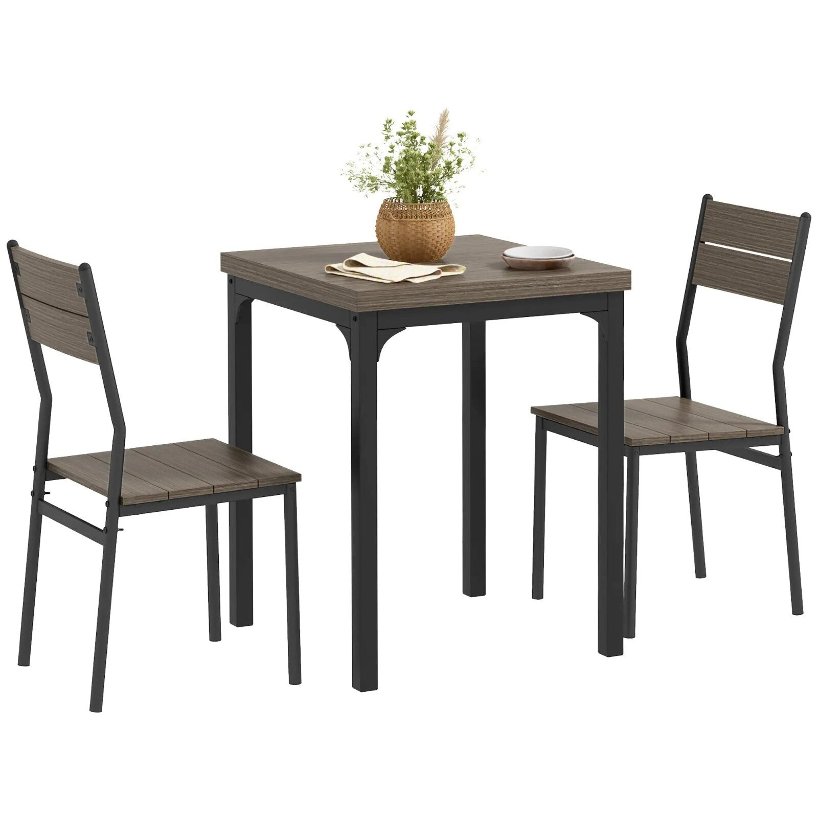 Small Compact Dining Table 2 Chairs Set Wooden Kitchen Breakfast Bar Metal Legs - Home and Garden Furniture Shop - rustic - furniture