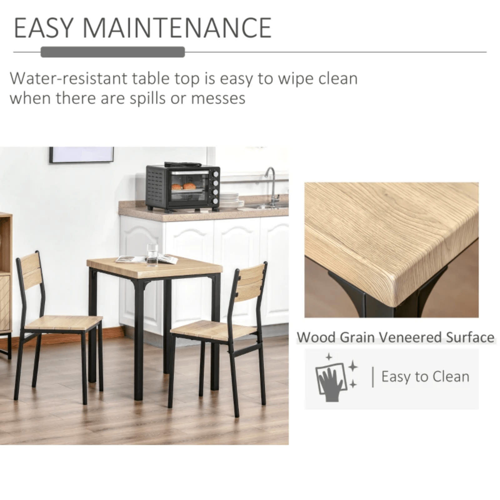 Small Compact Dining Table 2 Chairs Set Wooden Metal Legs Kitchen Breakfast Bar - Home and Garden Furniture Shop - rustic - furniture