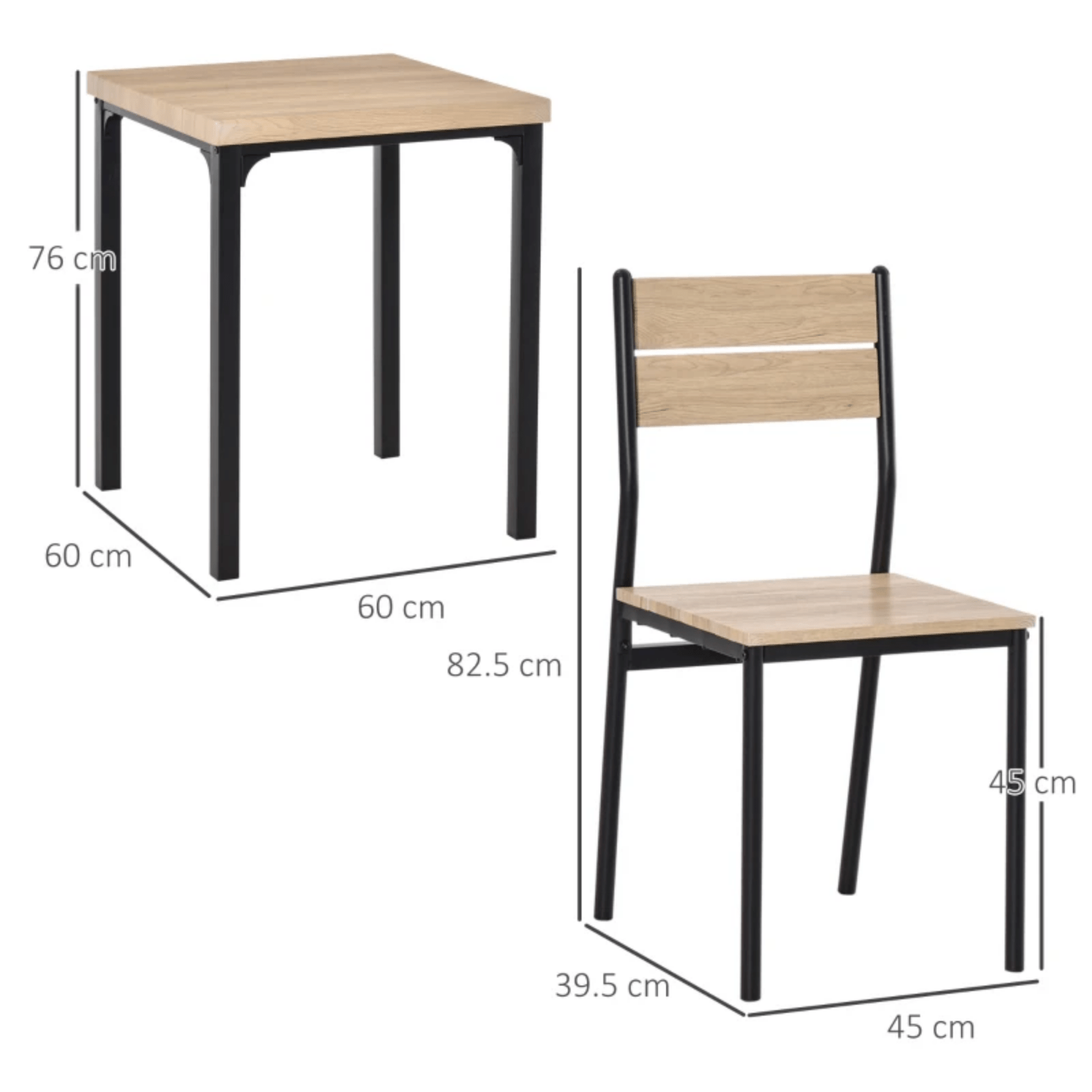 Small Compact Dining Table 2 Chairs Set Wooden Metal Legs Kitchen Breakfast Bar - Home and Garden Furniture Shop - rustic - furniture
