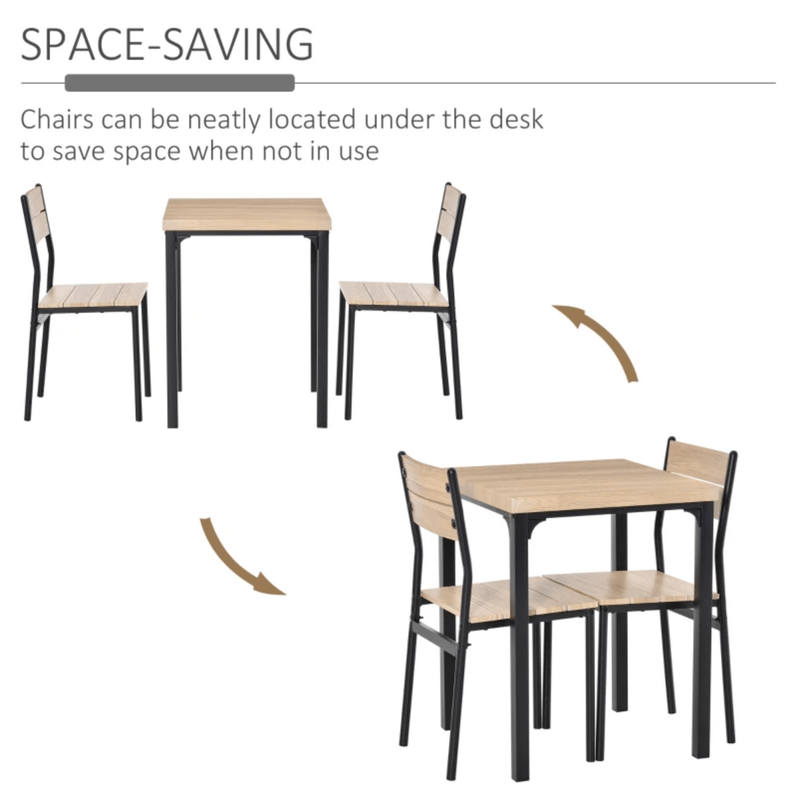 Small Compact Dining Table 2 Chairs Set Wooden Metal Legs Kitchen Breakfast Bar - Home and Garden Furniture Shop - rustic - furniture