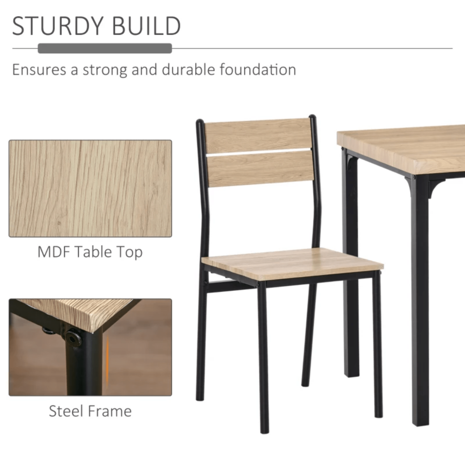 Small Compact Dining Table 2 Chairs Set Wooden Metal Legs Kitchen Breakfast Bar - Home and Garden Furniture Shop - rustic - furniture