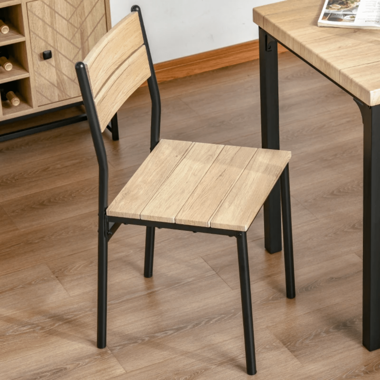 Small Compact Dining Table 2 Chairs Set Wooden Metal Legs Kitchen Breakfast Bar - Home and Garden Furniture Shop - rustic - furniture