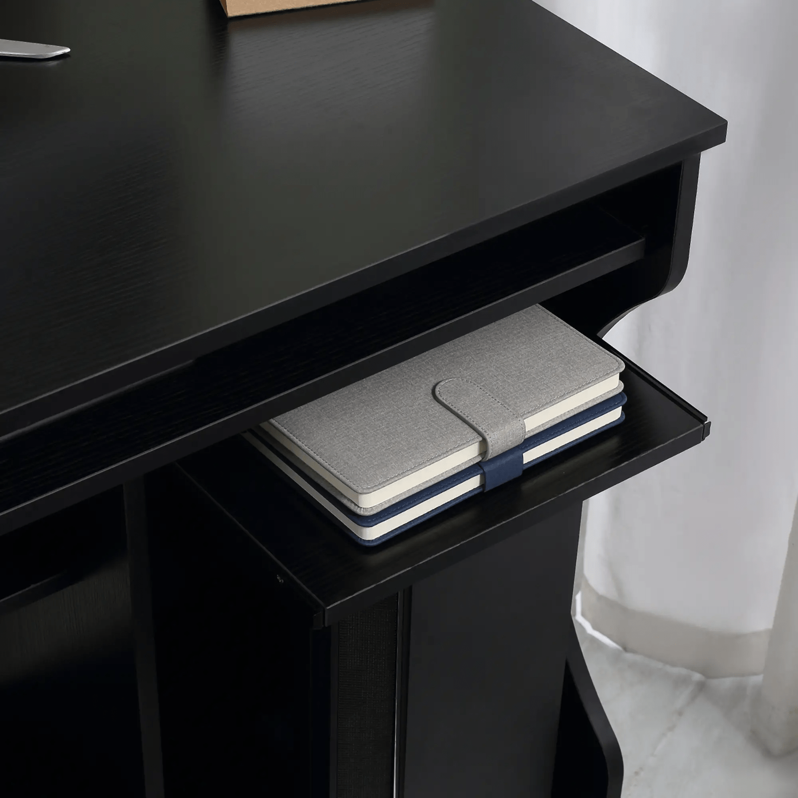 Small Computer Desk on Wheels Sliding Keyboard Tray Computer Table with Shelves - Home and Garden Furniture Shop - rustic - furniture