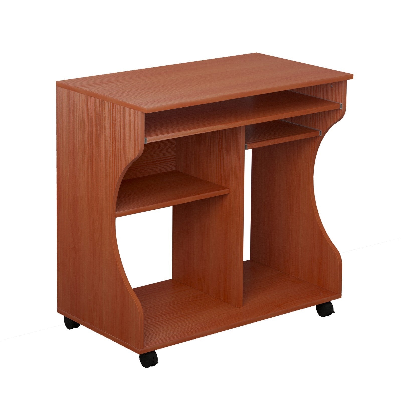 Small Computer Desk on Wheels Sliding Keyboard Tray Computer Table with Shelves - Home and Garden Furniture Shop - rustic - furniture